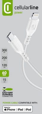 Cellularline Power Data Cable 0,6 m USB Typ-C / Lightning Lightningkabel, Lightning, USB Typ C, (60 cm)