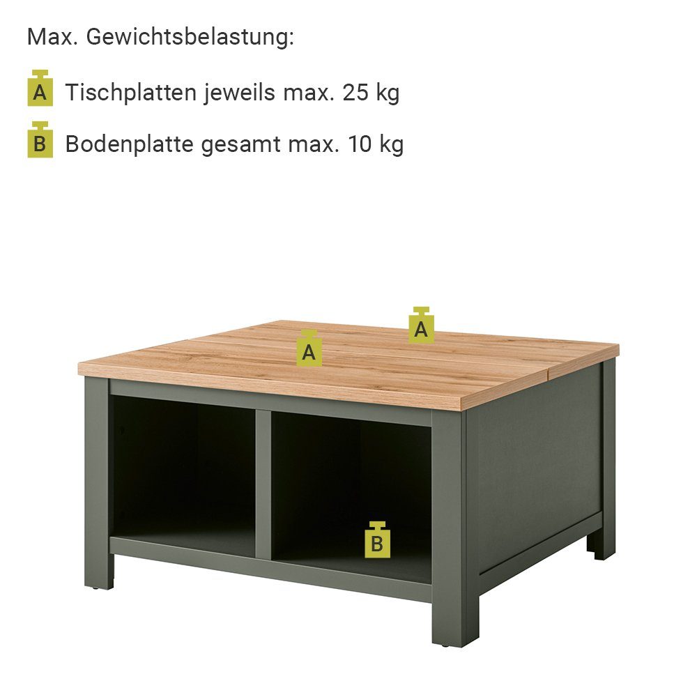 mit grün Lomadox Eiche Wotan CINCINNATI-61, Beleuchtung 328/207/45cm (6-St., 6-tlg), mit Wohnwand