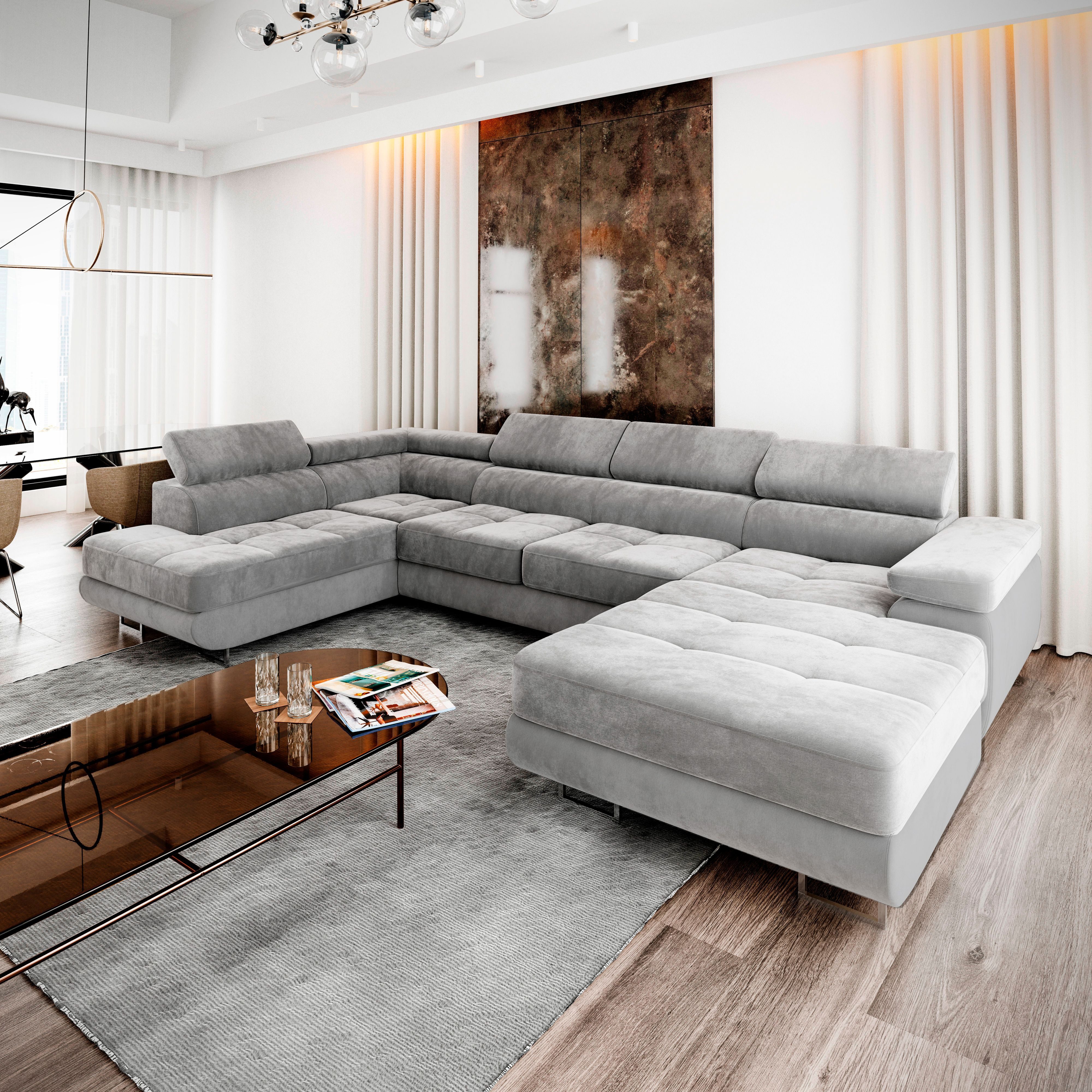 Masseno Ecksofa CASONE mit Schlaffunktion U-Form, Sofa mit Bettkasten günstig online kaufen