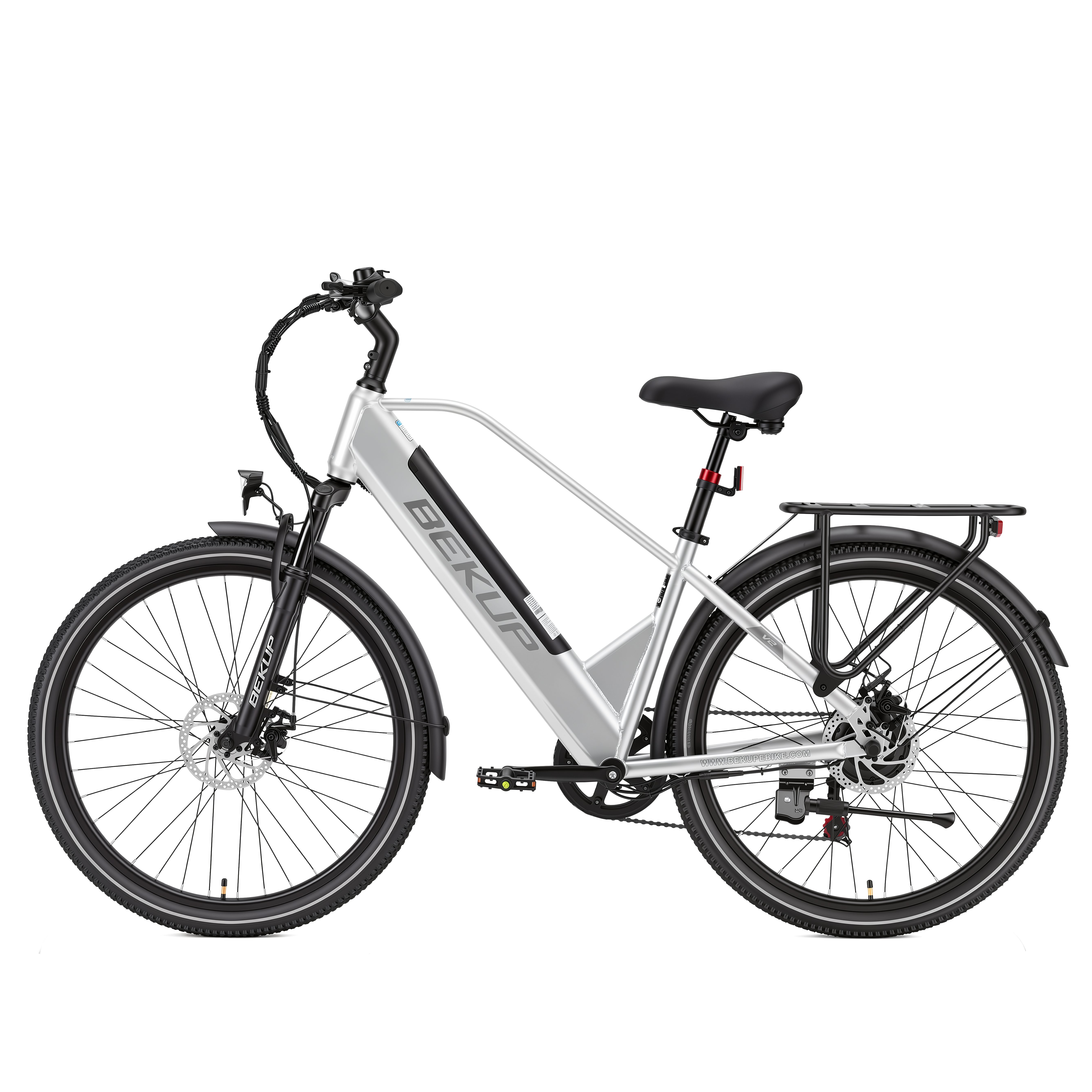 BEKUP E-Bike Cityrad V2 26 Zoll Cityrad, 522 Wh Akku, 45 Nm, Shimano 7-Gang, 7 Gang Shimano Shimano Tourney TZ Schaltwerk, Kettenschaltung, Heckmotor, 522 Wh, (Komplettset, E-Bike inklusive Akku und Ladegerät), City-Trekkingrad bis 75 km, 250 W Heckmotor, Scheibenbremsen