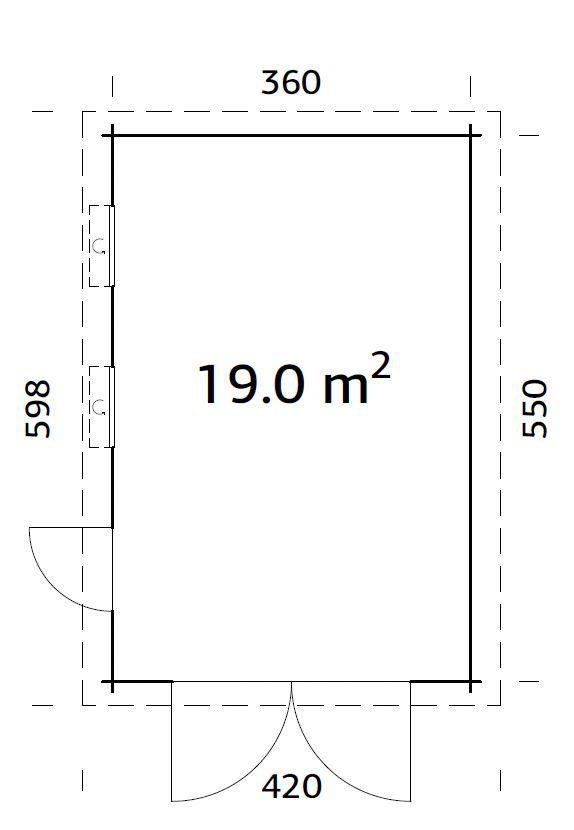 Palmako Garage Rasmus, Holztor, 420x598x253 cm, naturbelassen mit BxTxH