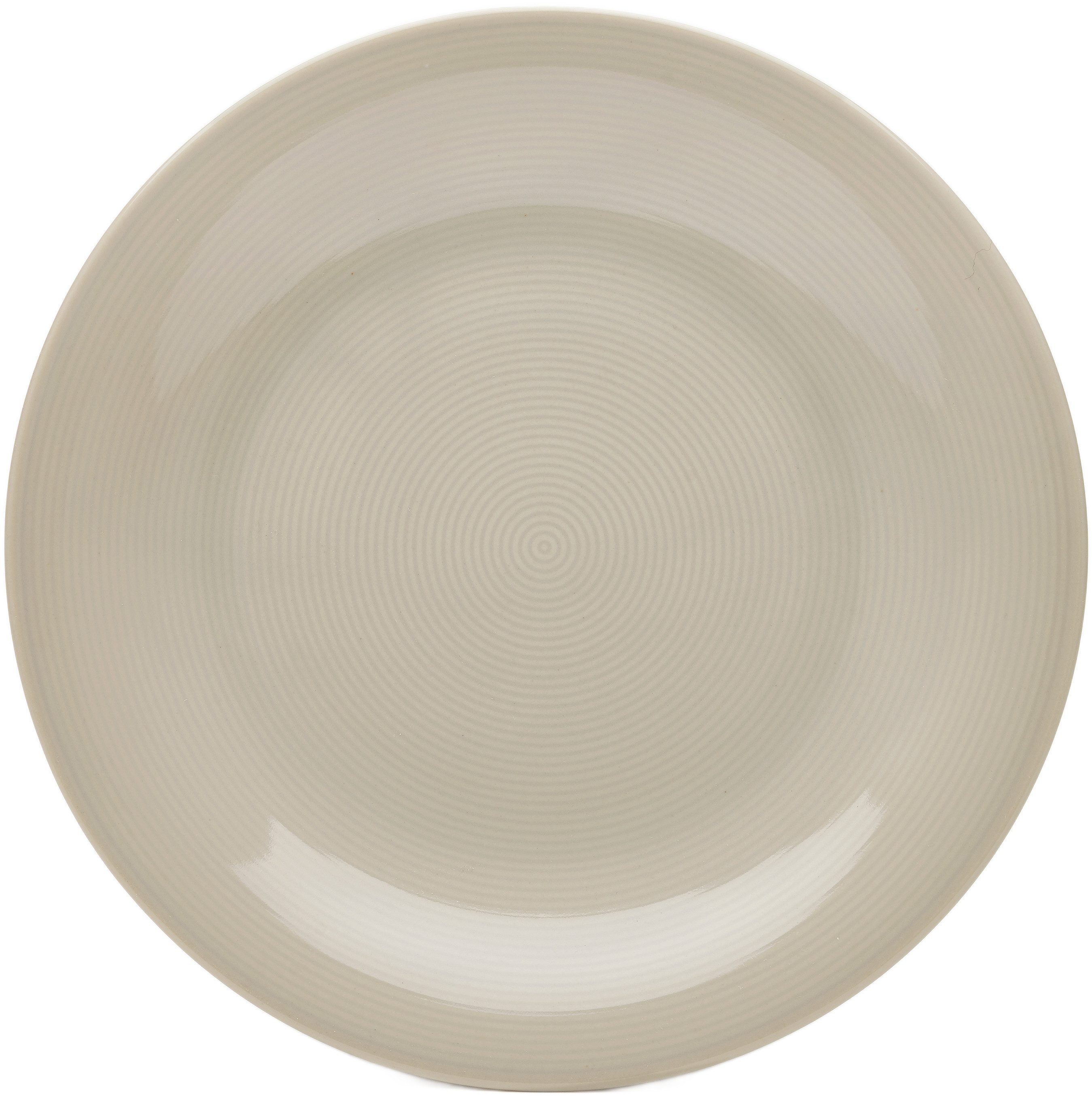 van Well Speiseteller Jive, flacher Teller 25 cm, 6 Stück, (6 St), dezentes Spiraldekor, spülmaschinen-und mikrowellengeeignet