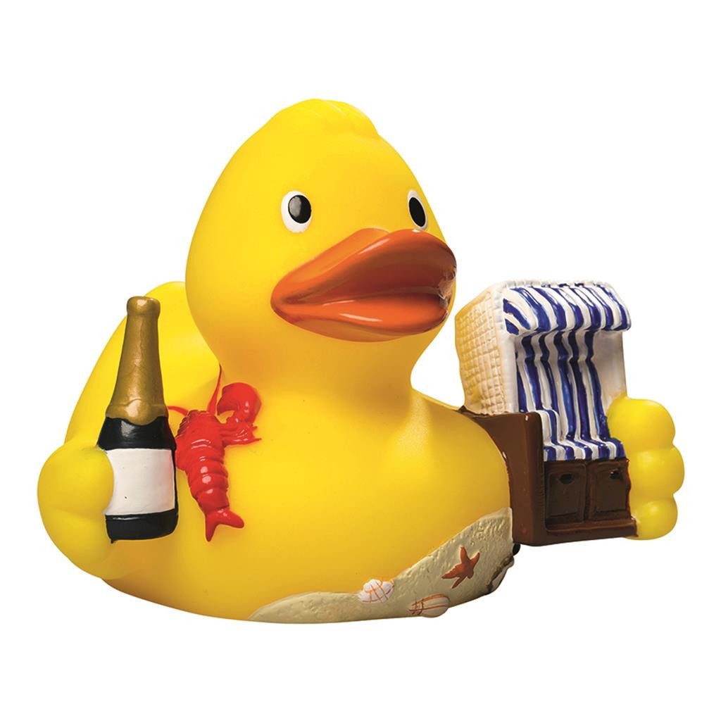 mbw Grußkarten Sylt CityDuck® - Quietscheente Badeente Strandkorb - Champagner