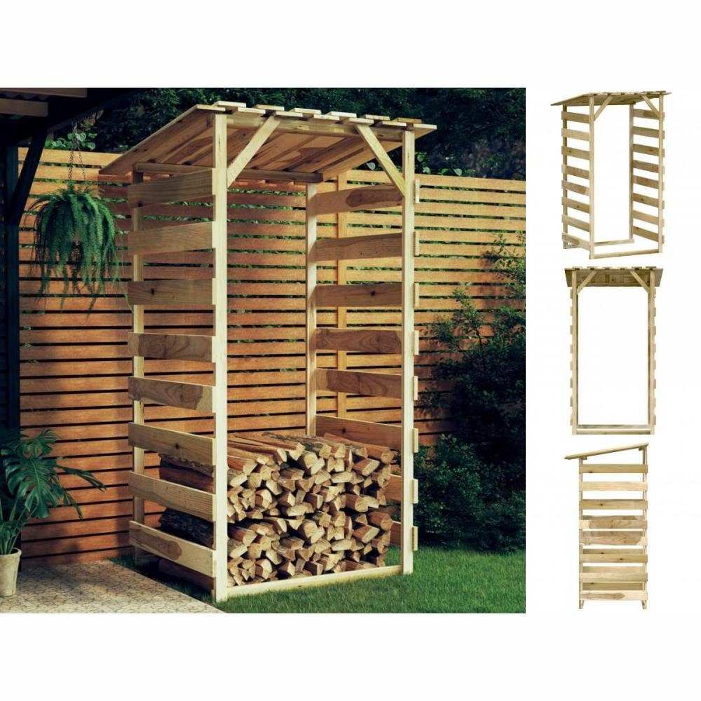 vidaXL Kaminholzregal Pergola mit Dach 100x90x200 cm Imprägniertes Kiefernholz Holzlagerplat, BxTxH:100x90x200 cm