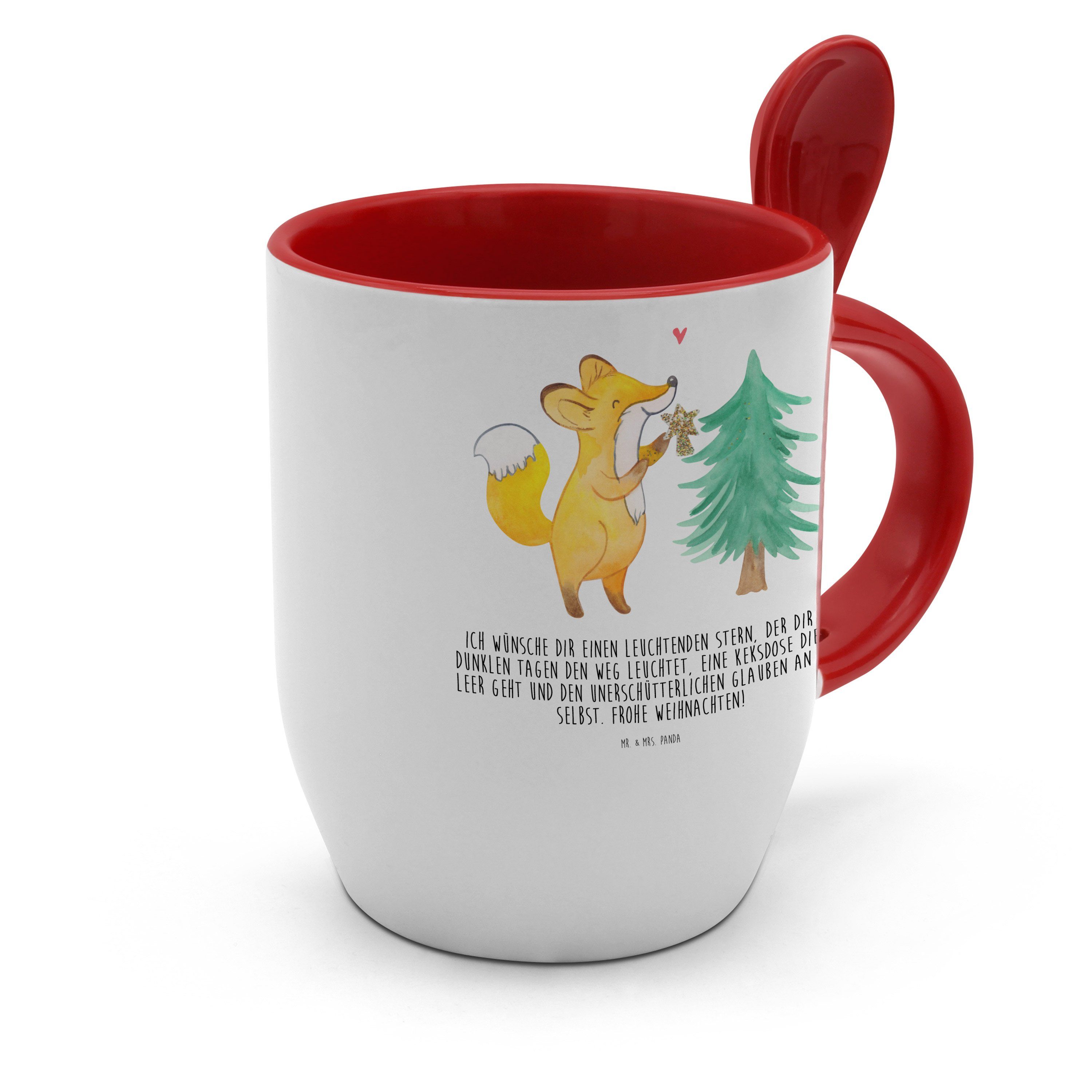 Mr. & Mrs. Panda Tasse - Tasse, Tasse Weiß - Geschenk, mi, Wintermotiv, Fuchs Keramik Weihnachtsbaum