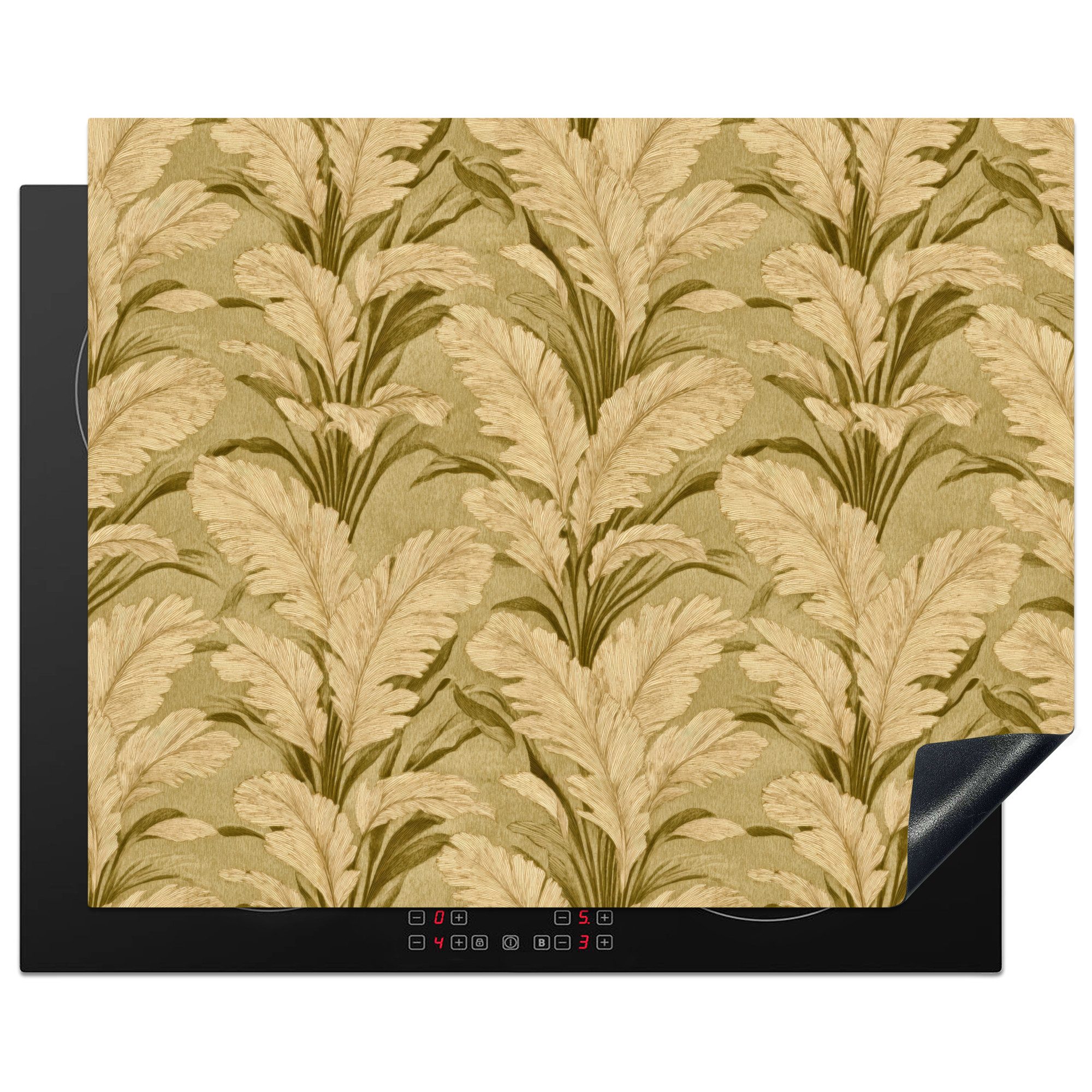 MuchoWow Herd-Abdeckplatte Palmenblätter - Klassisch - Grün, Vinyl, (1 tlg), Abdeckung Induktionskochfeld Schutzmatte, Küche Deko, 65x52 cm
