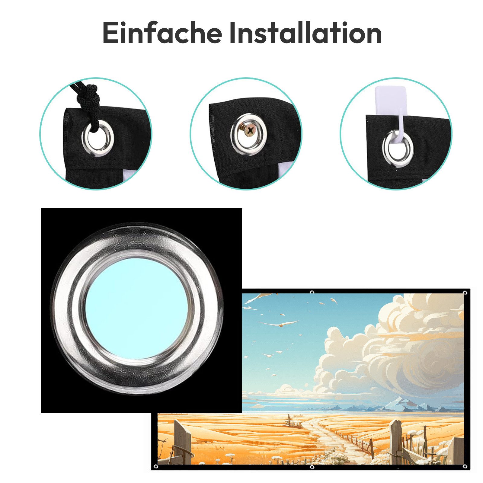 XGODY Beamer 4K Heimkino 1000 ANSI, kompatibel mit Netflix (Autofokus) UHD-Beamer (1000 lm, 15000:1, 3840 x2160(1000 ANSI) px, 150-Zoll-Display beamer mit leinwand, beamer deckenhalterung)