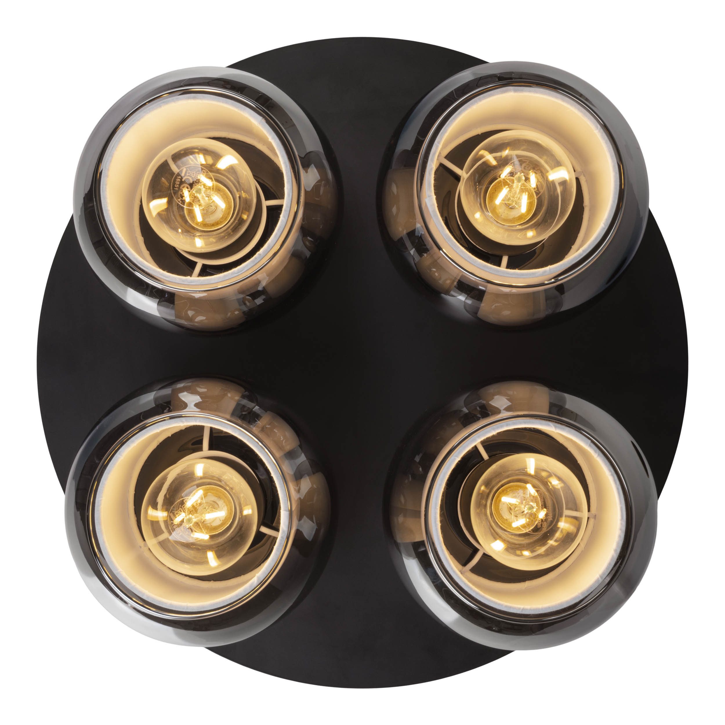 OTTO home Deckenleuchte Tanissa mit Doppelschirm, ohne Leuchtmittel, Deckenlampe rund Rauchglas, innen Stoffschirm, E27, Glasschirm, Textil