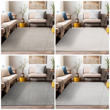 Teppich Unicolor - Einfarbig, Teppium, Rechteckig, Höhe: 7 mm, Kurzflor Schlingen Teppich Grau Cut-Loop Wohnzimmer Teppich