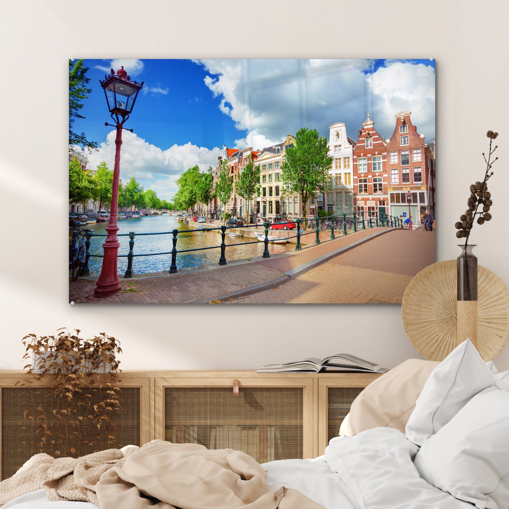 Amsterdam MuchoWow Acrylglasbilder & - St), (1 Niederlande, Acrylglasbild Kanal - Wohnzimmer Schlafzimmer