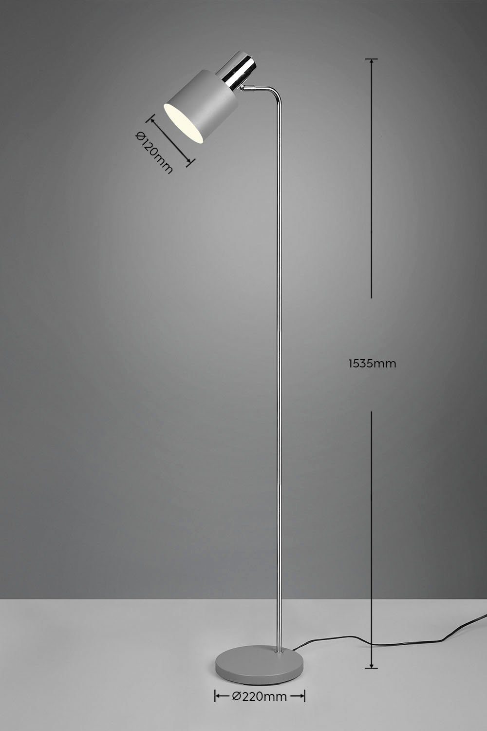 TRIO Leuchten Stehlampe Adam, Kippschalter kaltweiß, ohne Metallschirm 1xE27 - Ein-/Ausschalter, exkl max 10W, am 153cm, warmweiß Stehleuchte Leuchtmittel