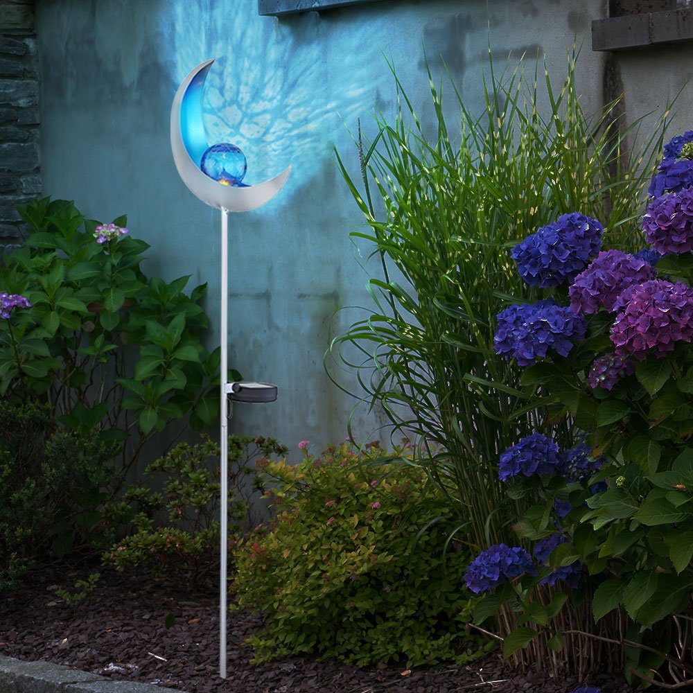 Solar Garten Gartendeko LED-Leuchtmittel Kaltweiß, Mond etc-shop Solarlampe fest Fackeln verbaut, Außen-Stehlampe, LED