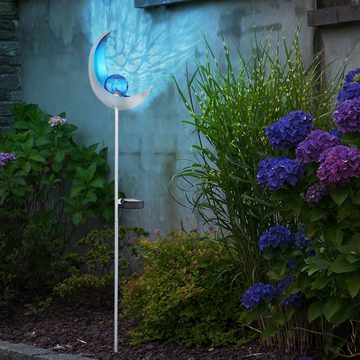 Globo LED Außen-Stehlampe, LED-Leuchtmittel fest verbaut, Solarlampe Steckleuchte Außenlampe Mond Design LED Gartenlampe 3er Set