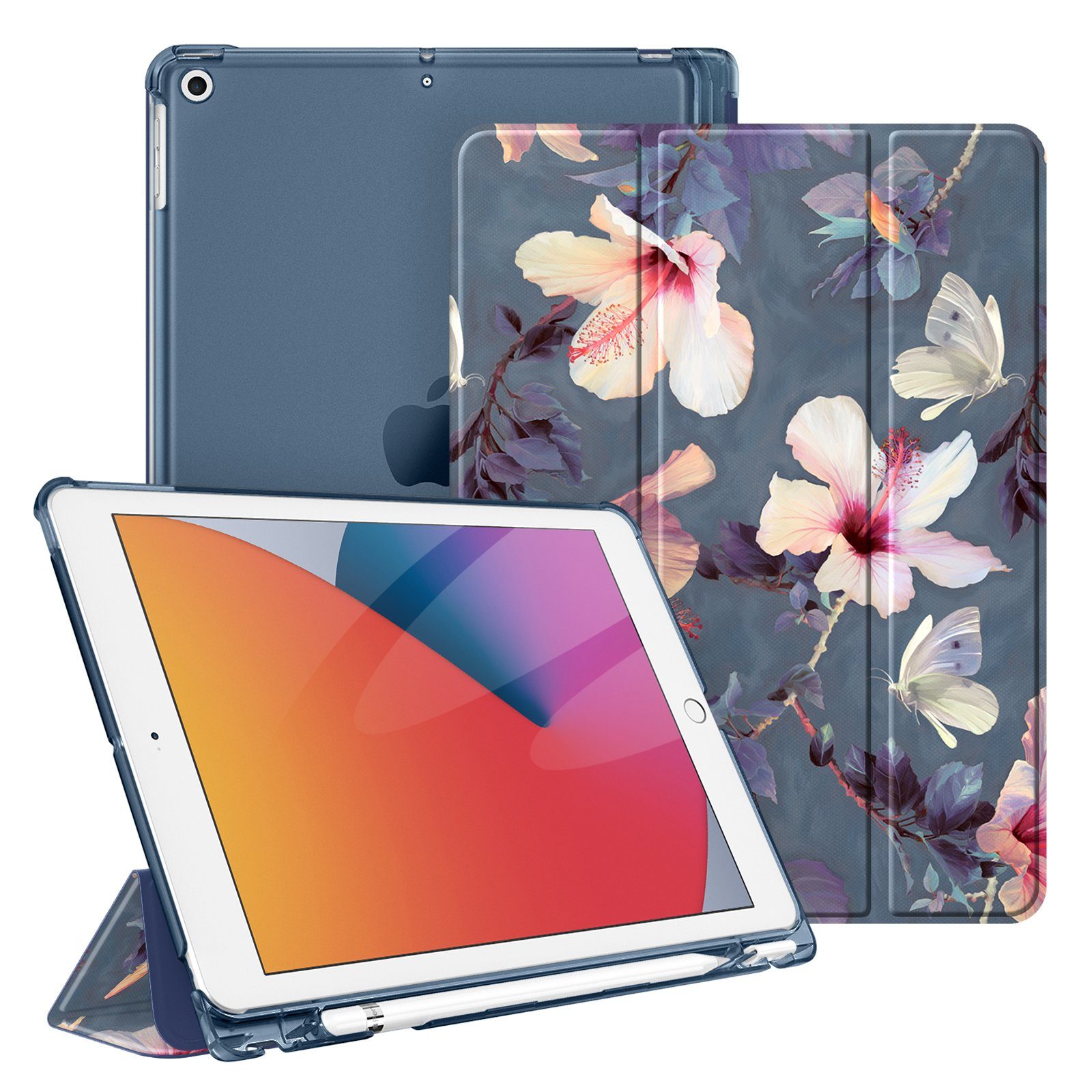 Fintie Tablet-Hülle für iPad 9. Gen 2021/8. Gen 2020/7. Gen 2019 10.2 Zoll mit Stifthalter, ultradünne leichte Case mit transparenter Rückseite & Auto Schlaf/Wach von Fintie