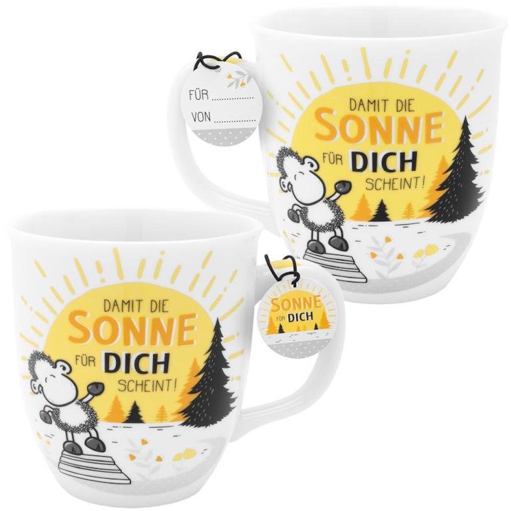 Sheepworld Tasse Porzellan-Tasse "Damit die Sonne für dich scheint" 40 cl, Porzellan, mit Henkeldruck