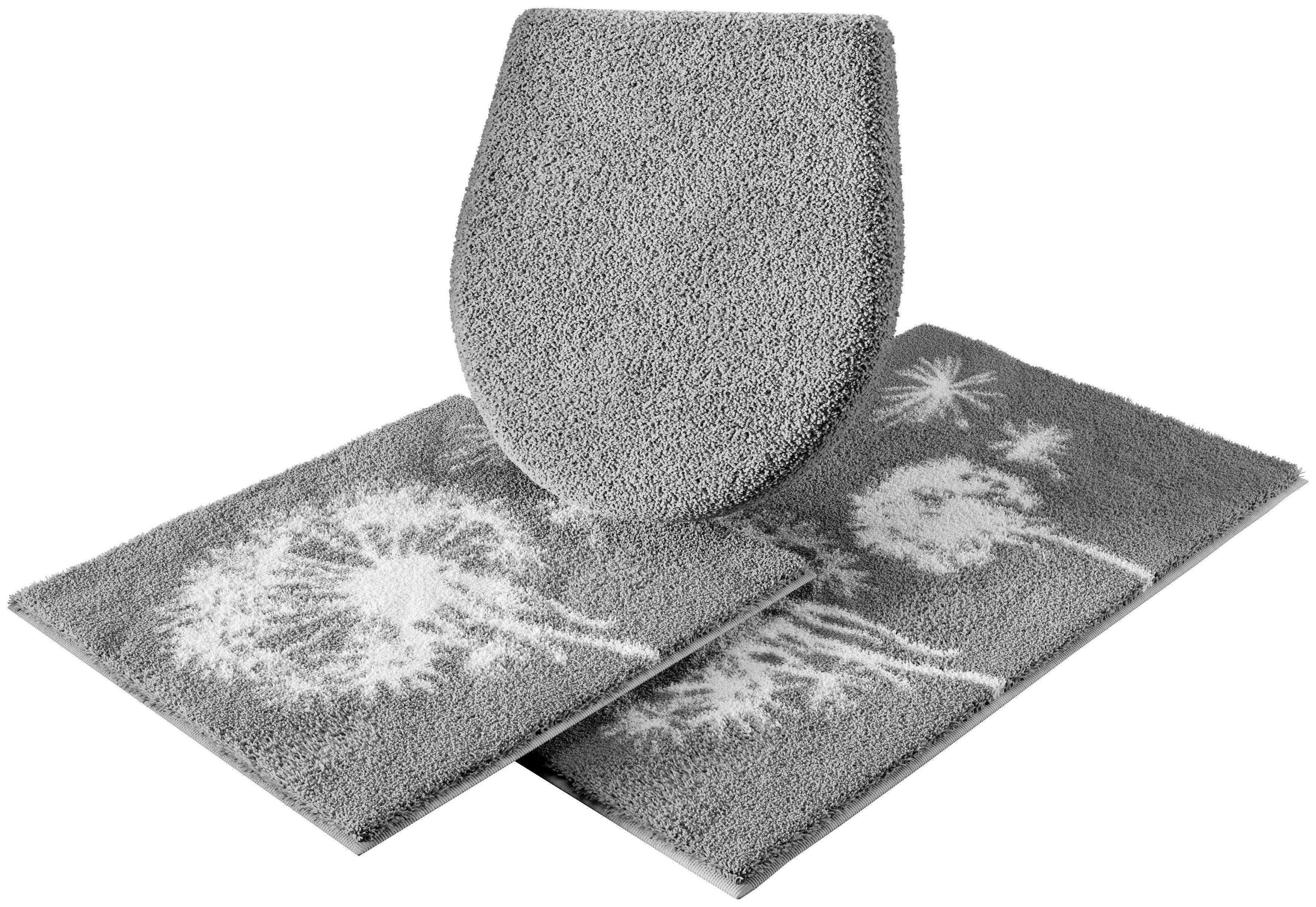 Grund Badematte Pusteblume, Badvorleger, Badezimmer Teppich, sehr weich, Höhe 20 mm, rutschhemmend beschichtet, schnell trocknend, fußbodenheizungsgeeignet, Polyacryl, 2-tlg. Hänge-WC Set, weiche Haptik, auch als 2-teiliges Set erhältlich, Made in Europe