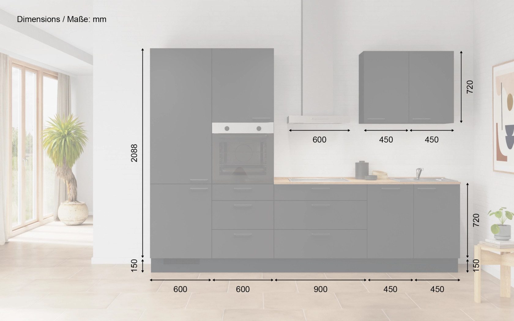 nobilia® Küchenzeile Lingon, individuell anpassbar, gratis Küchenplanung mit Profis, (Breite 300 cm), vormontiert, wahlw. mit E-Geräten, inkl. Lieferung