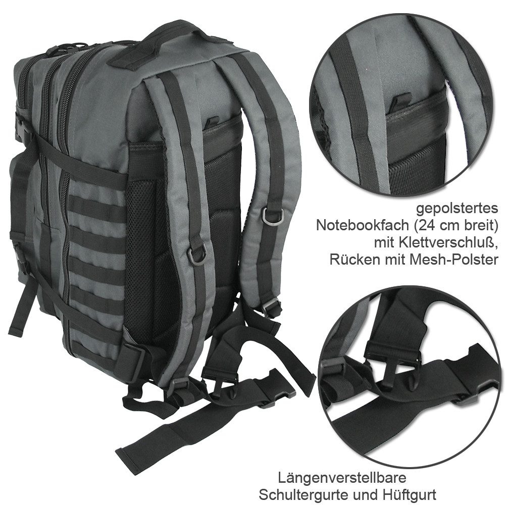 BAG STREET INTERNATIONAL Rucksack Groß XXL 40 L Outdoor gepolstert Military Molle Backpack, mit Tabletfach im Rücken
