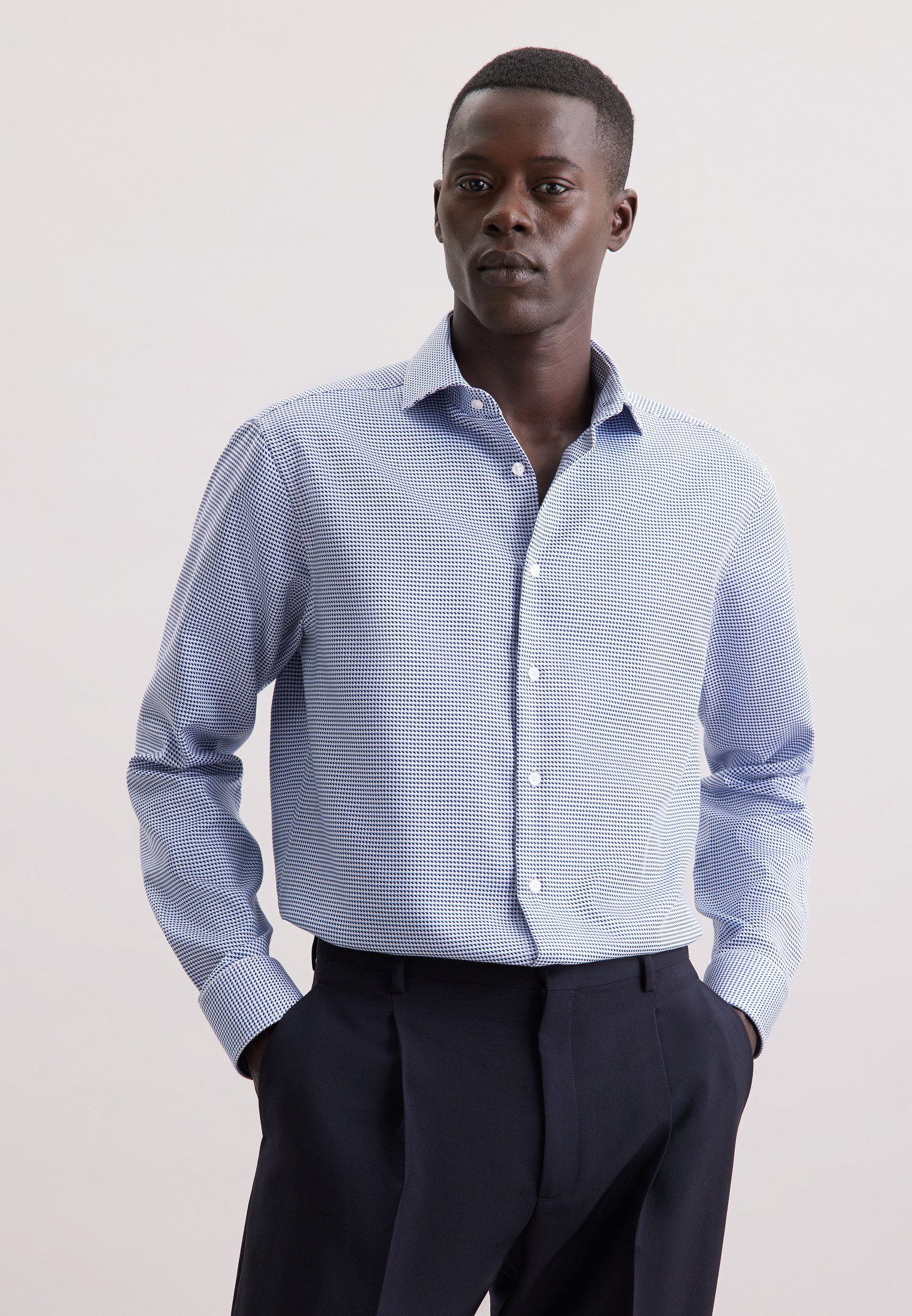 seidensticker Businesshemd Schwarze Rose Comfort 1/1 Kentkragen Pepita günstig online kaufen