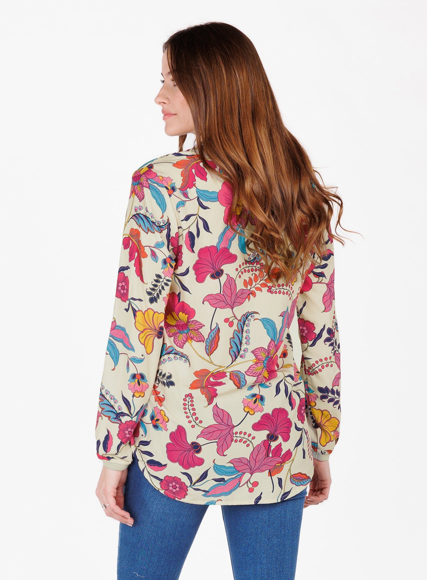 Key Largo Langarmbluse WB BLOOM v-neck (1-tlg)