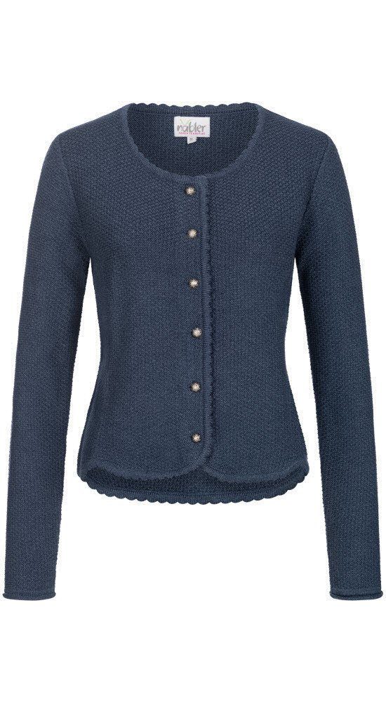 Trachtenstrickjacke Strickjacke Langarm Yvonne in Blau von Nübler
