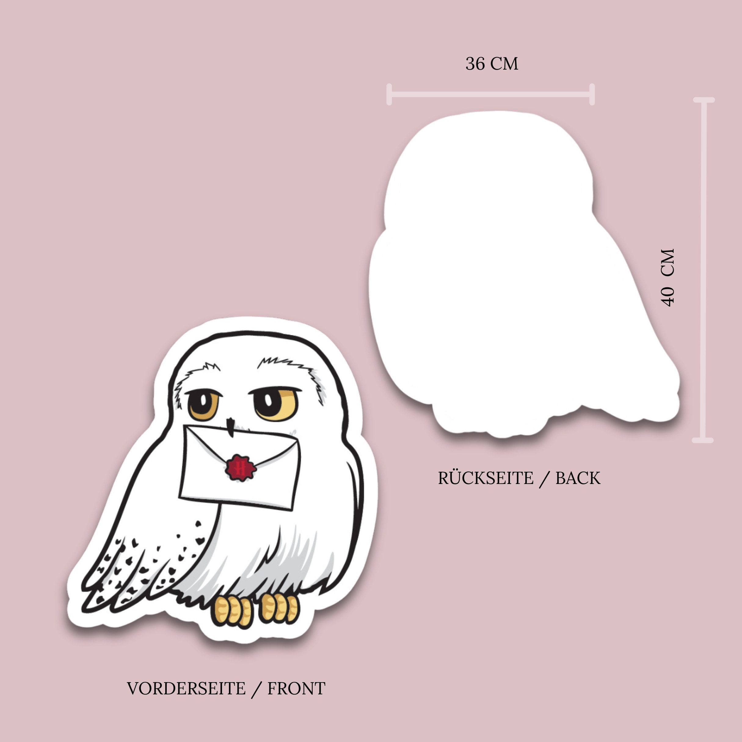 MTOnlinehandel Dekokissen Harry Potter Eule Hedwig 40x36 cm, Kuscheltier in 3D- Form, Geschenkidee passend zur Bettwäsche – Bild 4 von 5