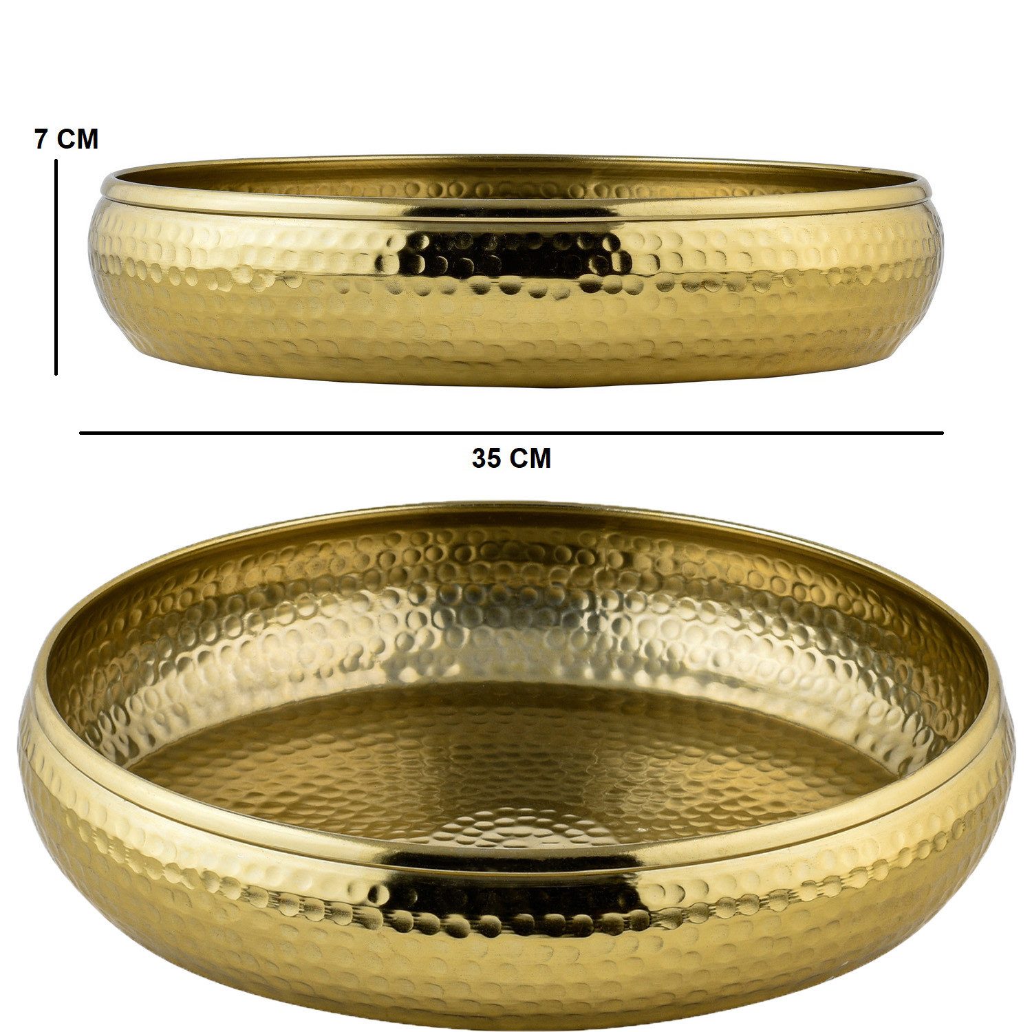Marrakesch Orient & Mediterran Interior Dekoschale Schale Fidan aus Aluminium für dekorative Arrangements, Gold 34 cm (1 St), Handarbeit – Bild 3 von 5