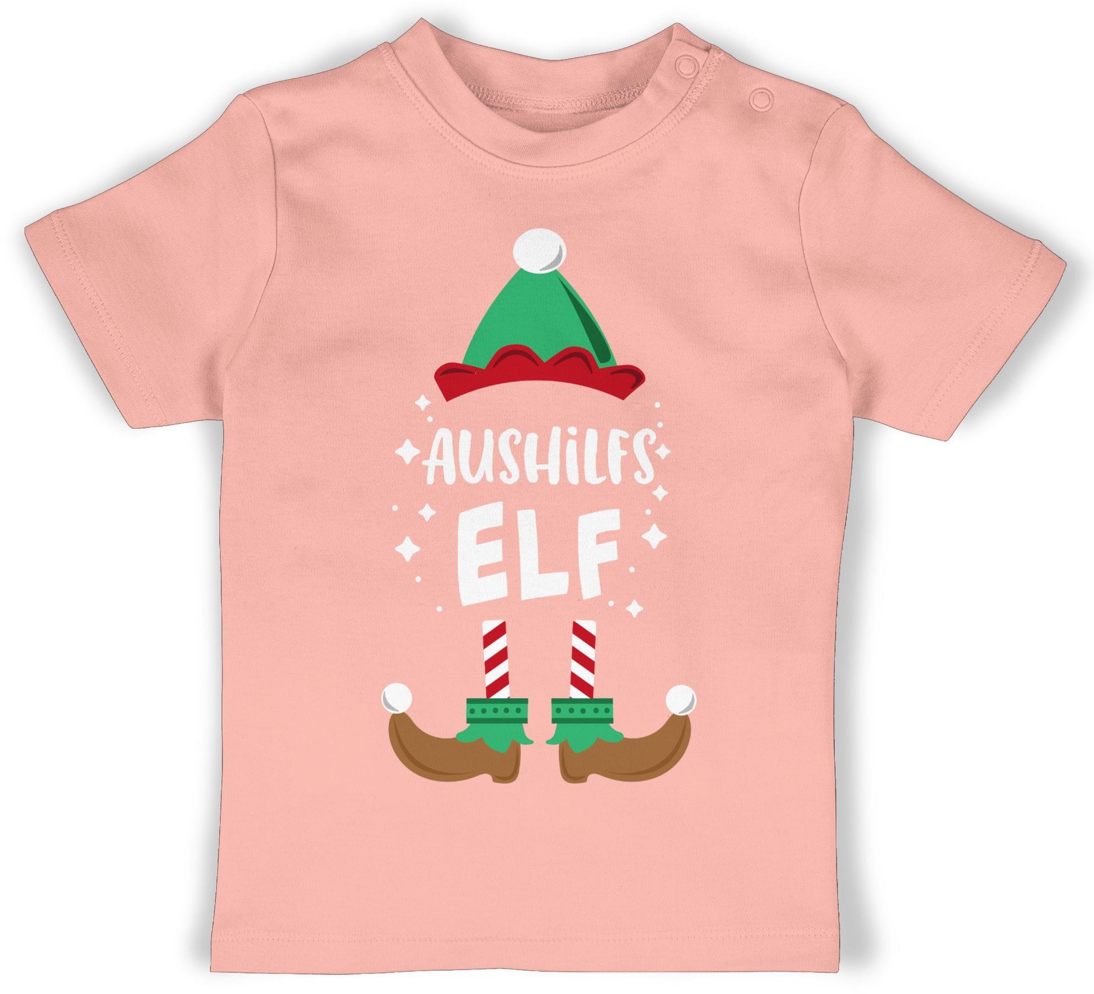 Shirtracer T-Shirt Weihnachten Aushilfs-Elf Weihnachten Kleidung Baby 2 Babyrosa