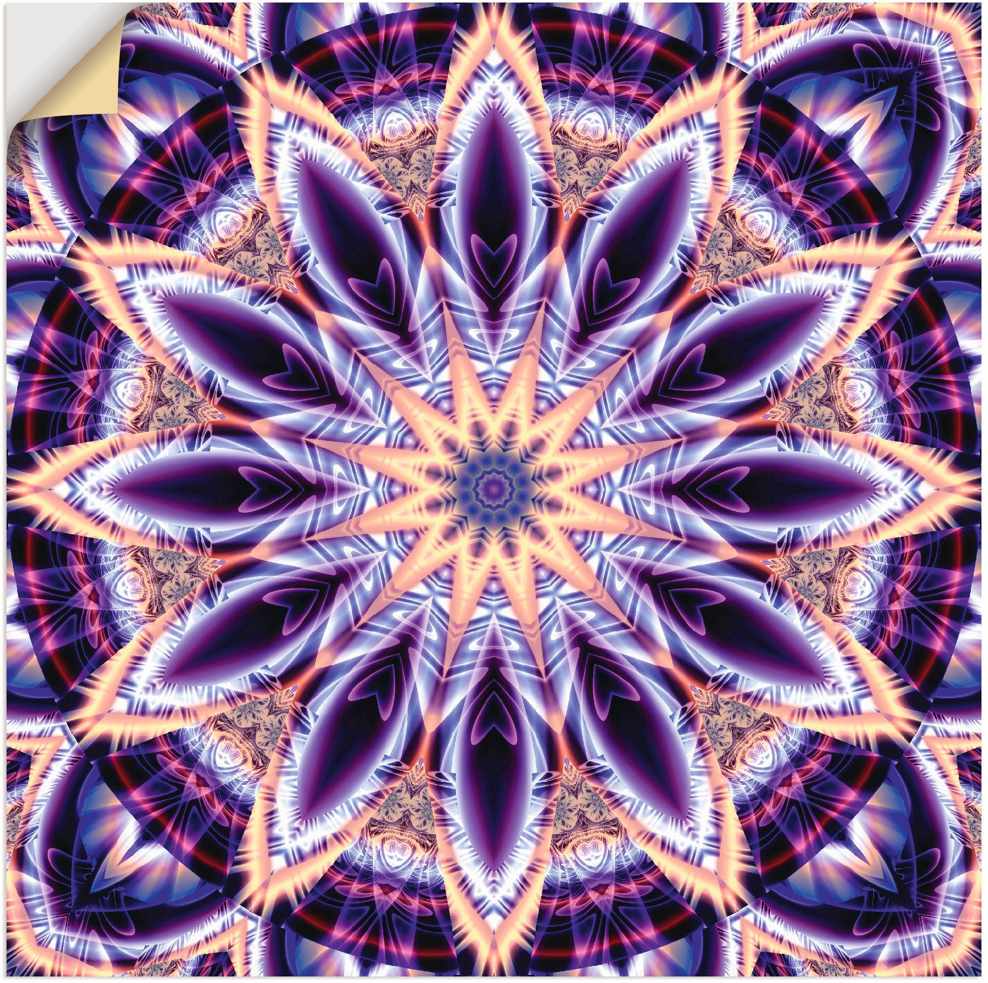Artland Wandbild Mandala Stern lila, Muster (1 St), als Alubild, Leinwandbild, Wandaufkleber oder Poster in versch. Größen