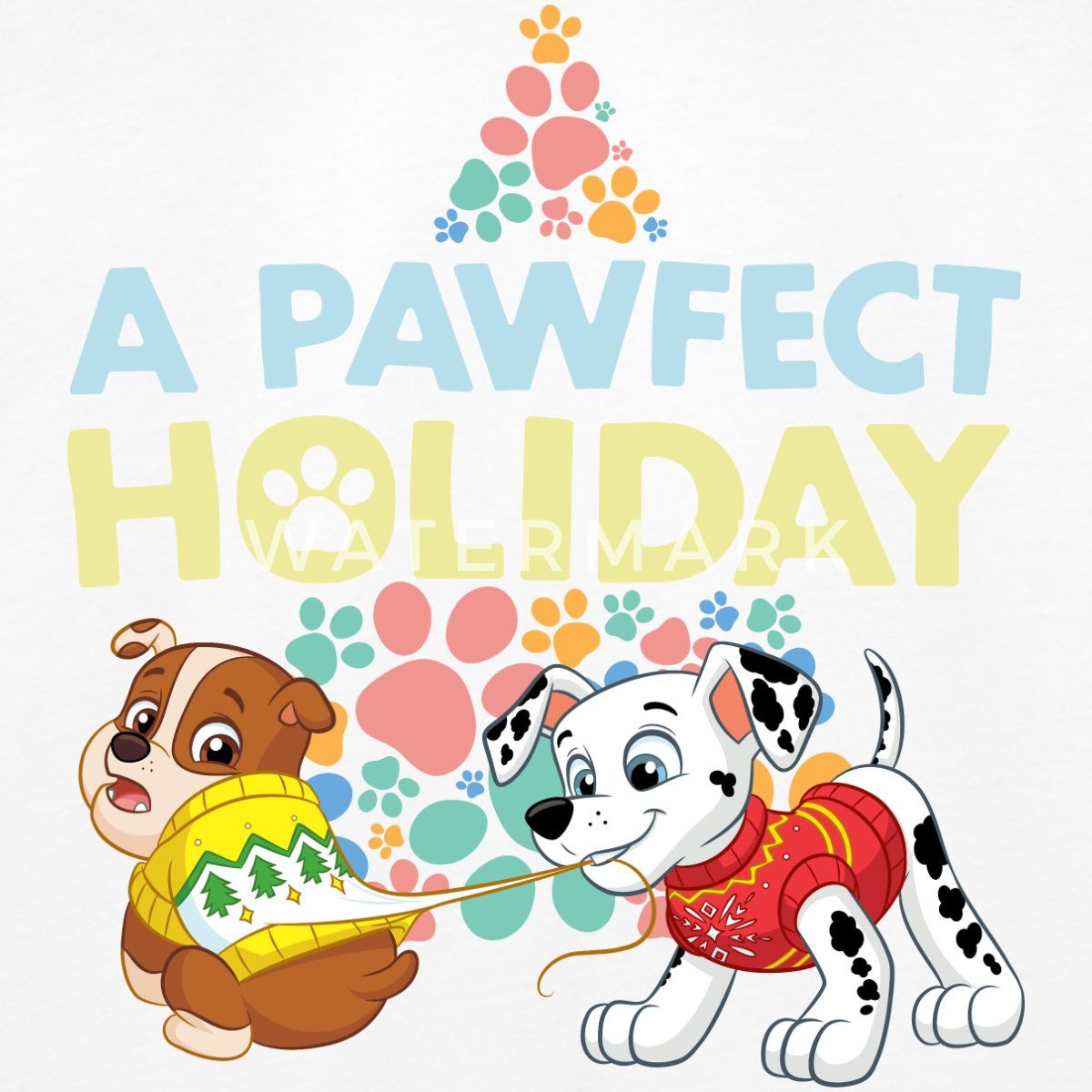 Spreadshirt T-Shirt Paw Patrol Rubble & Marshall Weihnachts-Design Kinder Premium Langarms (1-tlg)