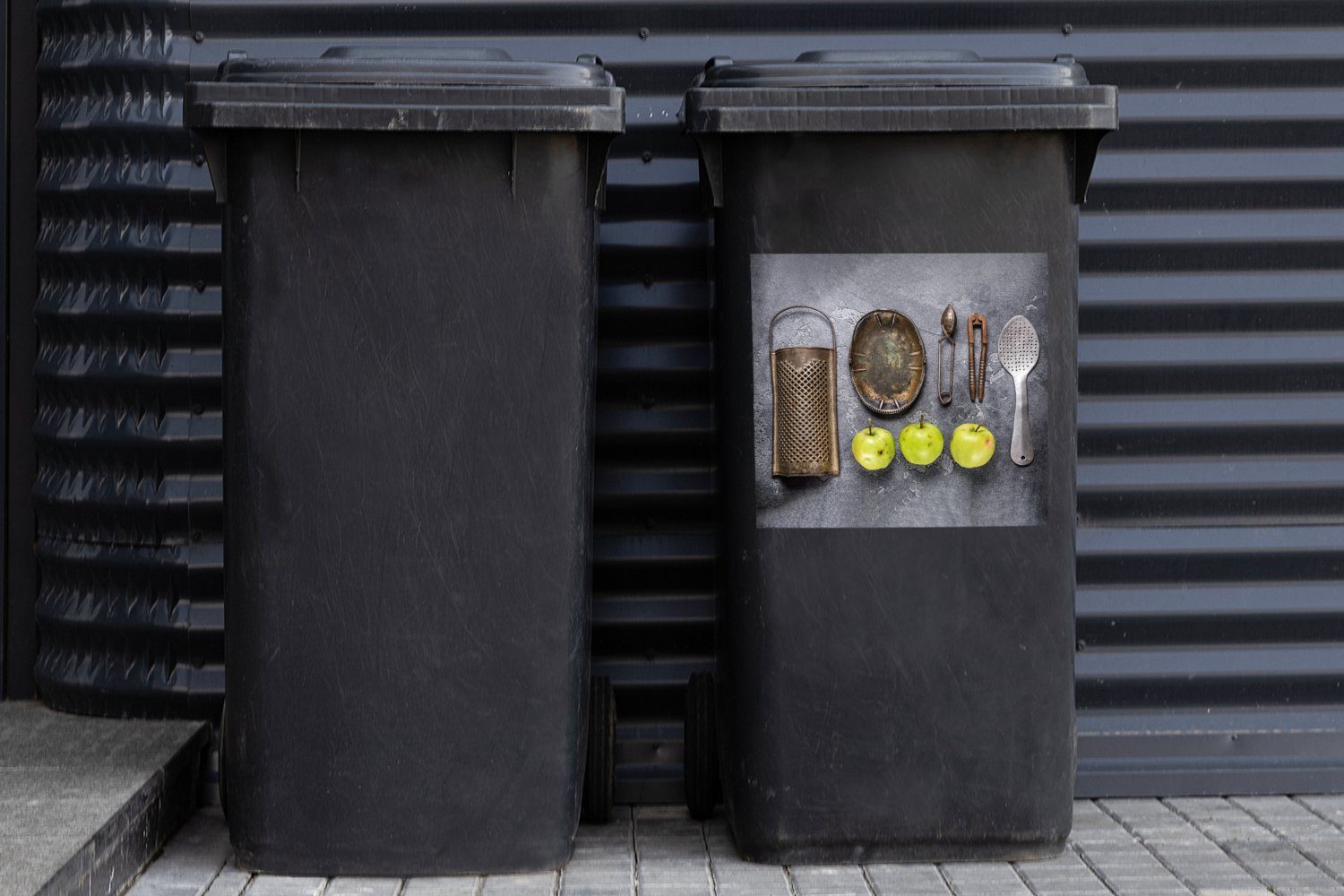 MuchoWow Wandsticker Apfel - Mülltonne, Mülleimer-aufkleber, Container, St), Küchengeräte Sticker, (1 - Abfalbehälter Küchenutensilien