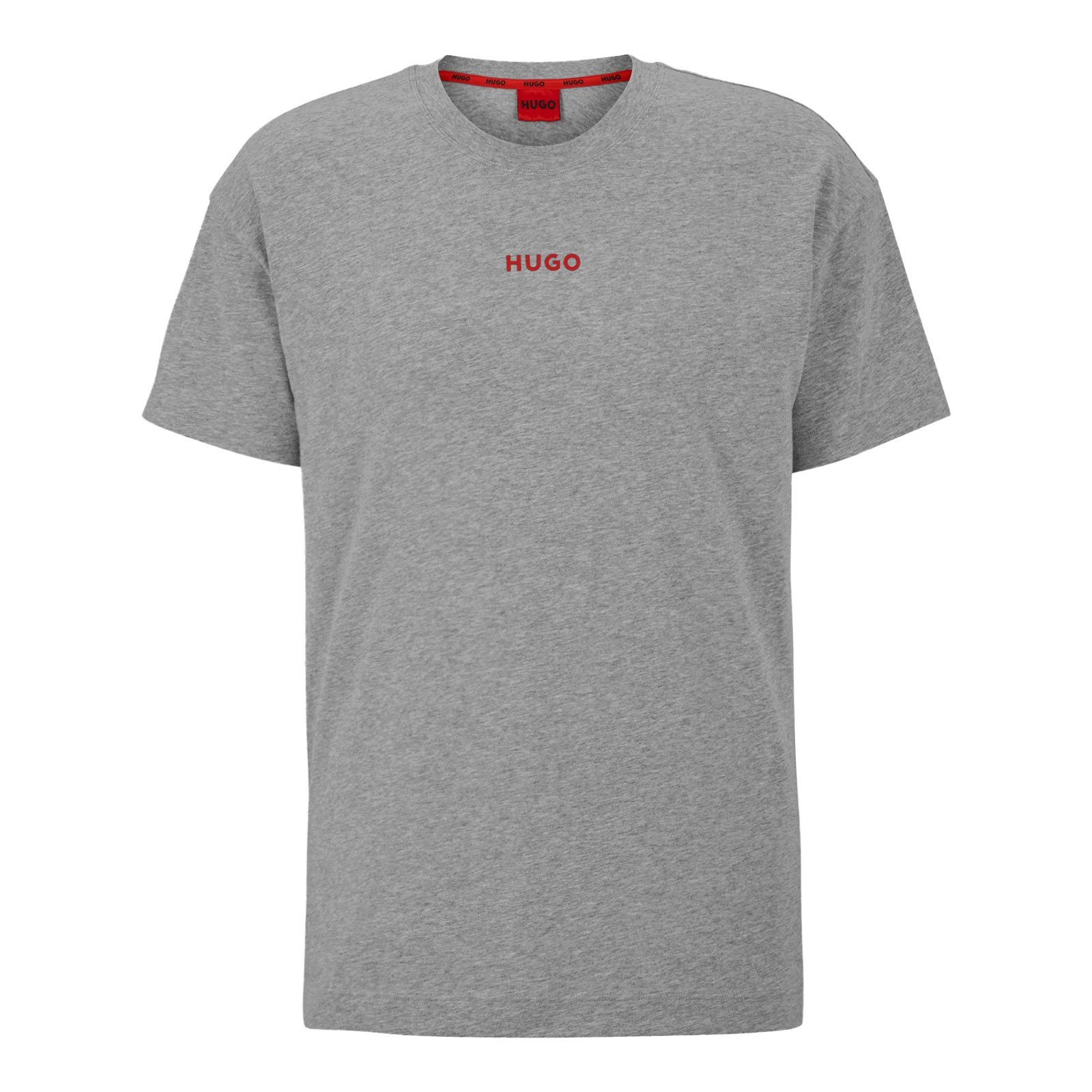 T-Shirt Linked grey HUGO auf Logo-Druck Brust 50493057-035 T-Shirt mit der