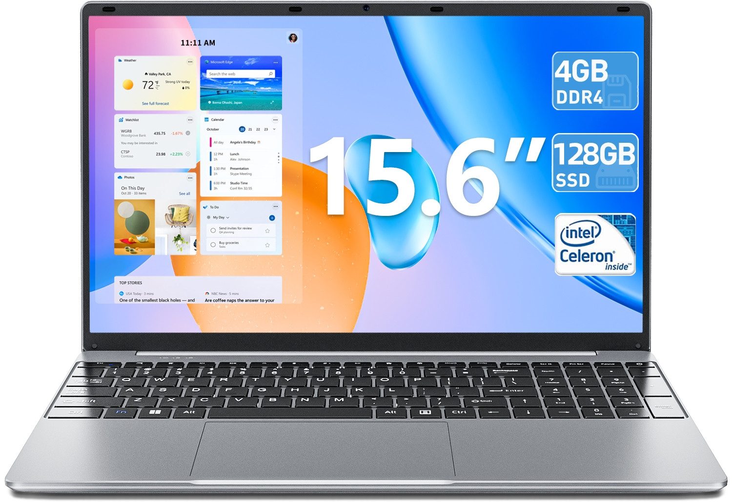 MENGHU 15,6 Zoll Laptop, 4GB RAM + 128GB ROM, Intel Celeron Notebook (Intel Celeron, 128 GB SSD, Gemini Lake Intel® Celeron® Processor N Series)
