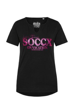 SOCCX Rundhalsshirt mit offenen Kanten am Saum