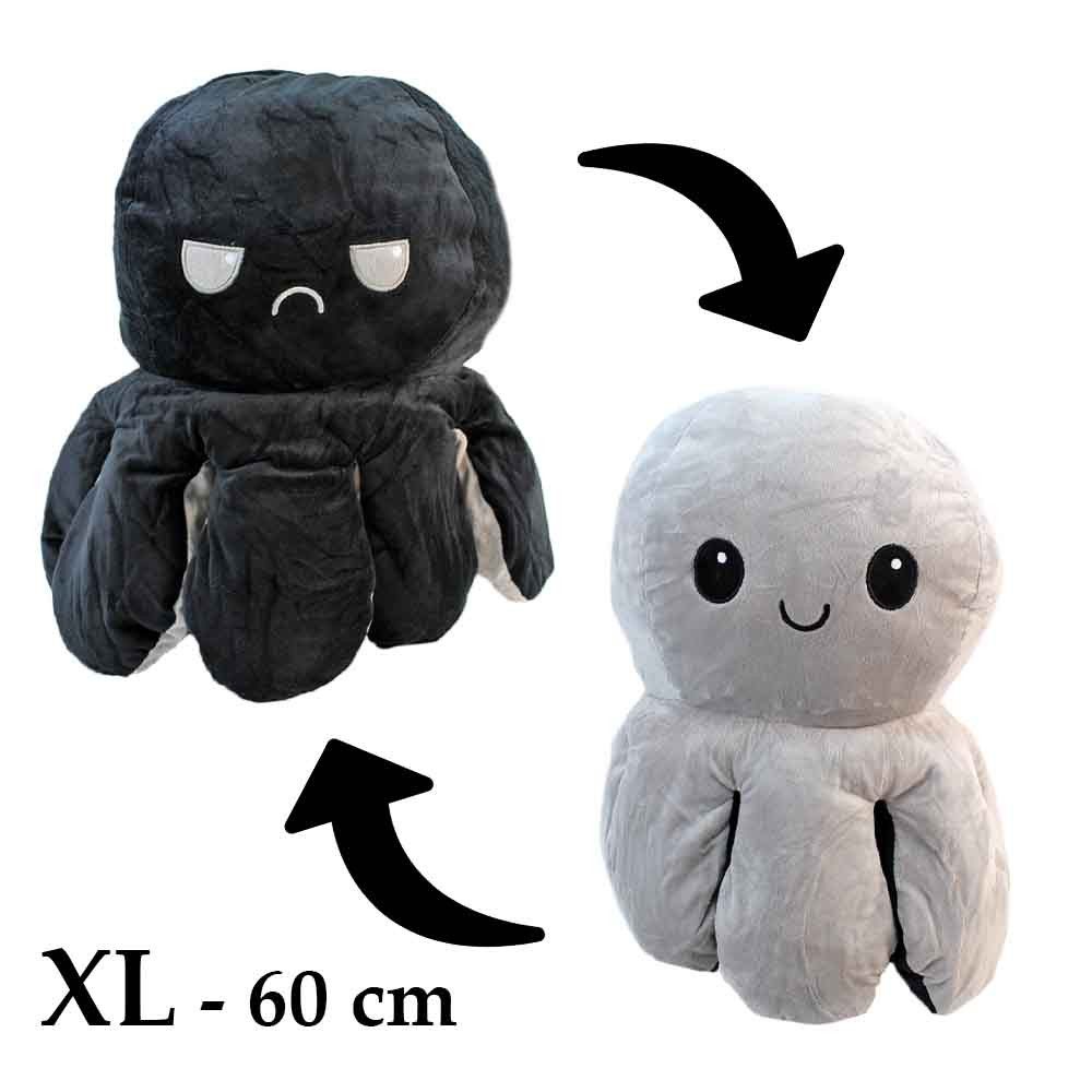 Posh Paws Kuscheltier Wende-Oktopus XXL grau schwarz - ca. 60 cm (1-St)