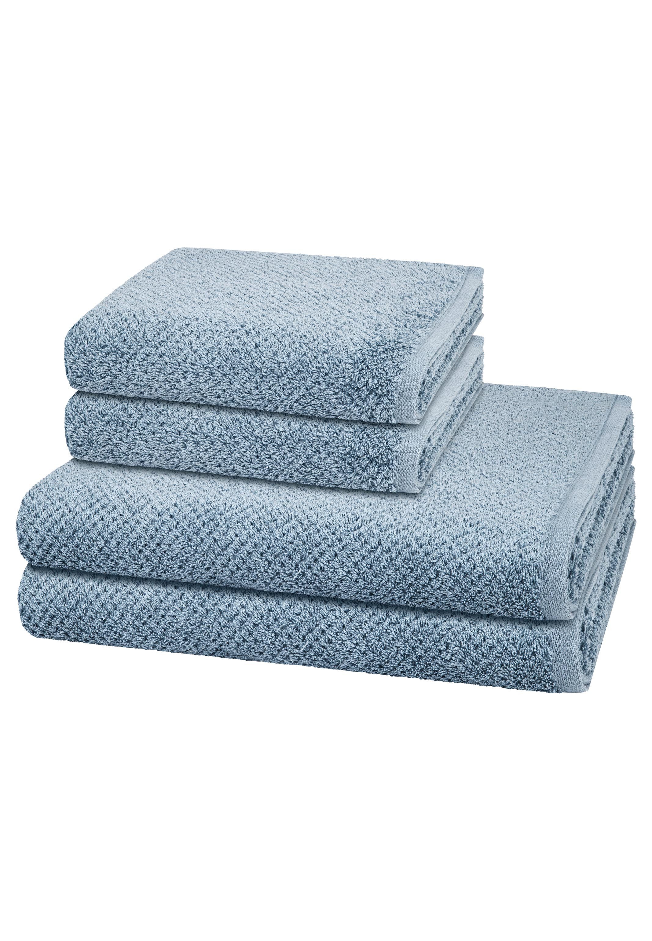 Cawö Handtuch Set Pure, Walkfrottee (Spar-Set, 4-St), 2 X Handtuch 2 X Duschtuch im Set - Baumwolle - Saugstark