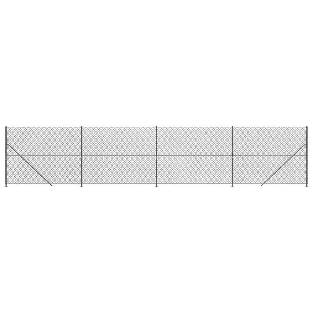 vidaXL Gartenzaun Maschendrahtzaun mit Bodenflansch Anthrazit 1,6x10 m, (1-St)