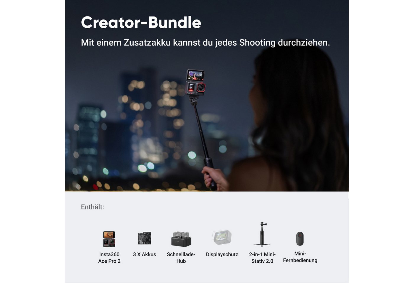 Insta360 Insta360 Ace Pro 2 - 8K wasserdichte Actionkamera Action Cam (8K, WLAN (Wi-Fi), Bluetooth) schwarz