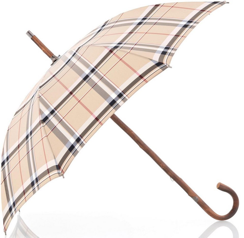 schwarz mit Borte Regenschirm Doppler Kastanie Baumwolle Zürs