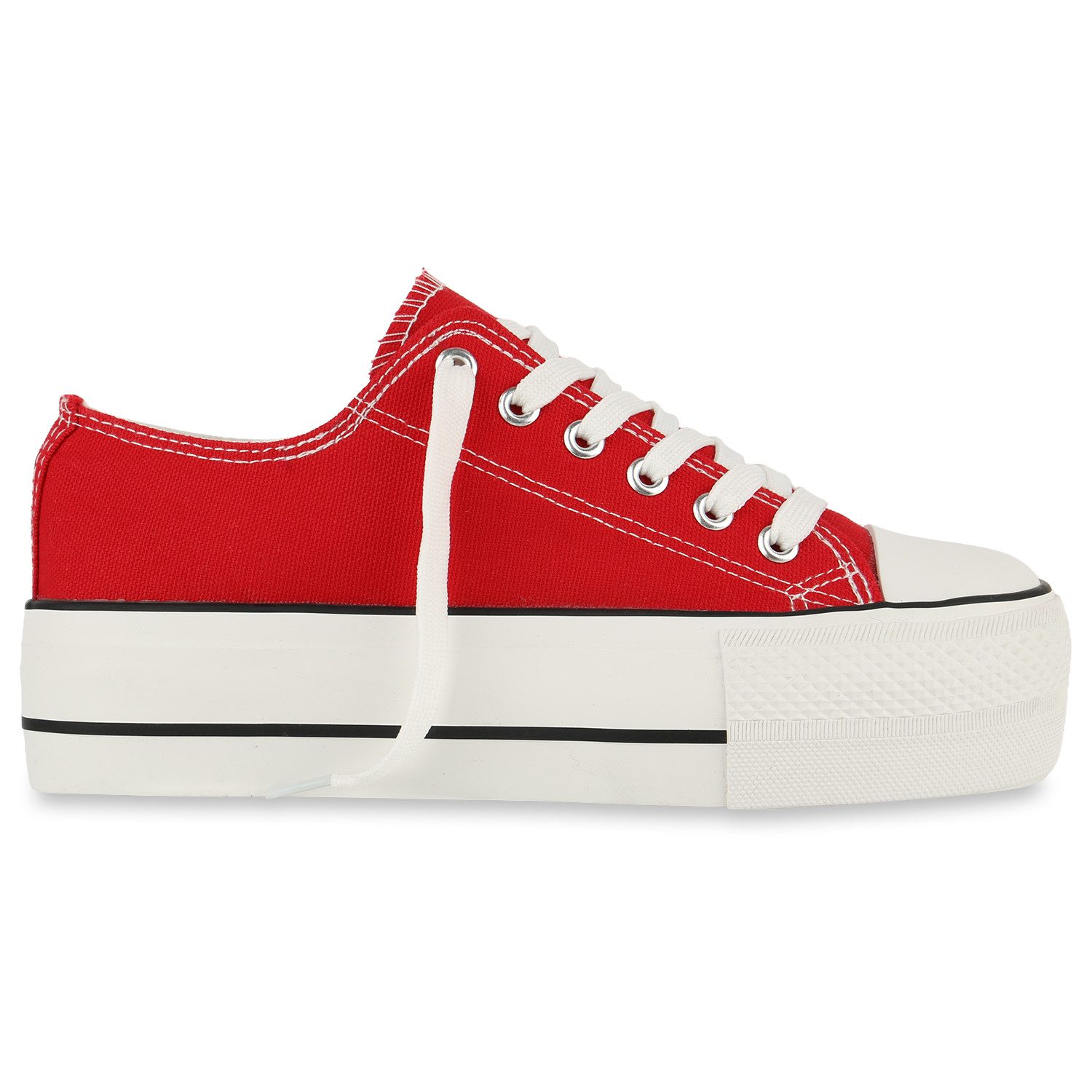VAN HILL 842206 Plateausneaker Damen Plateau Sneaker - Modischer Low-Top Stoffschuh mit hoher Sohle