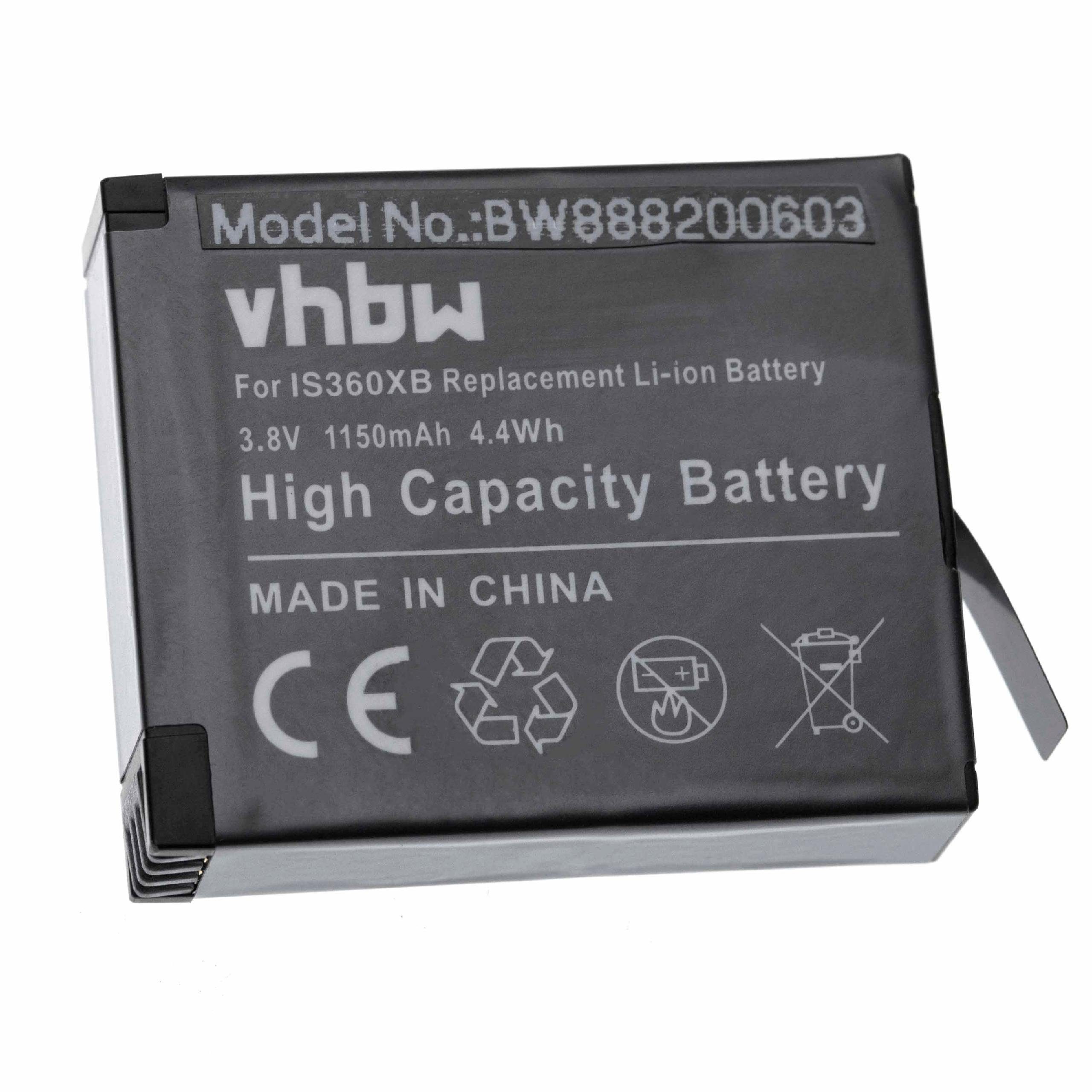 vhbw kompatibel mit Insta360 One Kamera-Akku (3,8 1150 V) X Li-Ion mAh