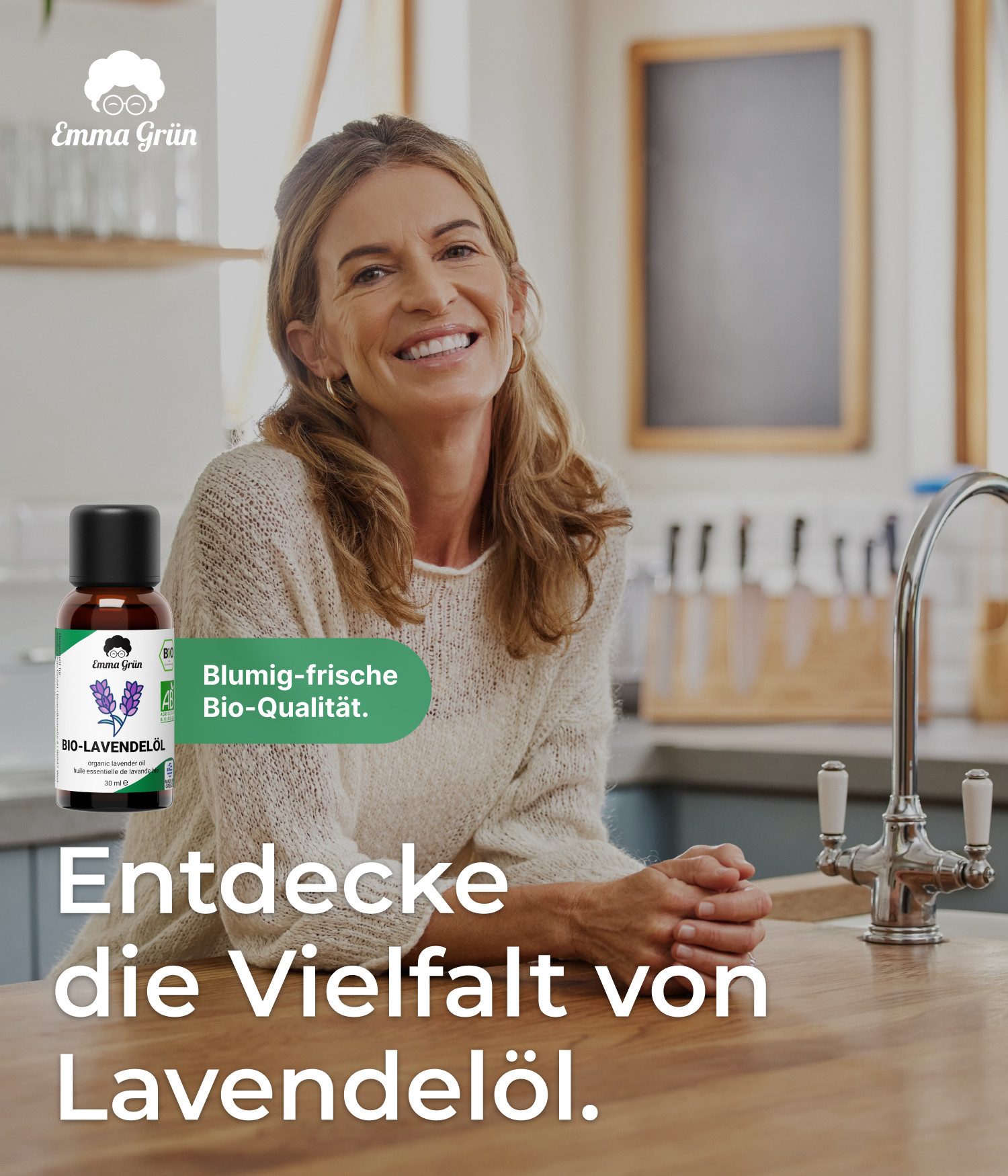 Emma Grün Duftöl Bio Lavendelöl 30 ml (Set), Lavendel Öl aus Griechenland, ätherische Öle naturrein & bio