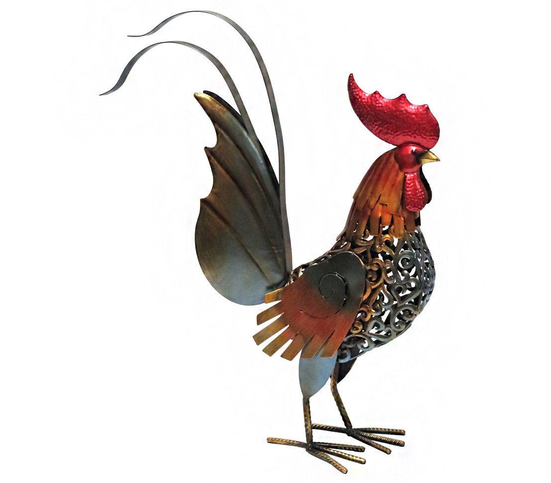 Dehner Gartenfigur Hahn, 42.5 x 16 x 55.5 cm, Metall, bunt, Naturnahe Garten Deko, wetterfest und detailgetreu