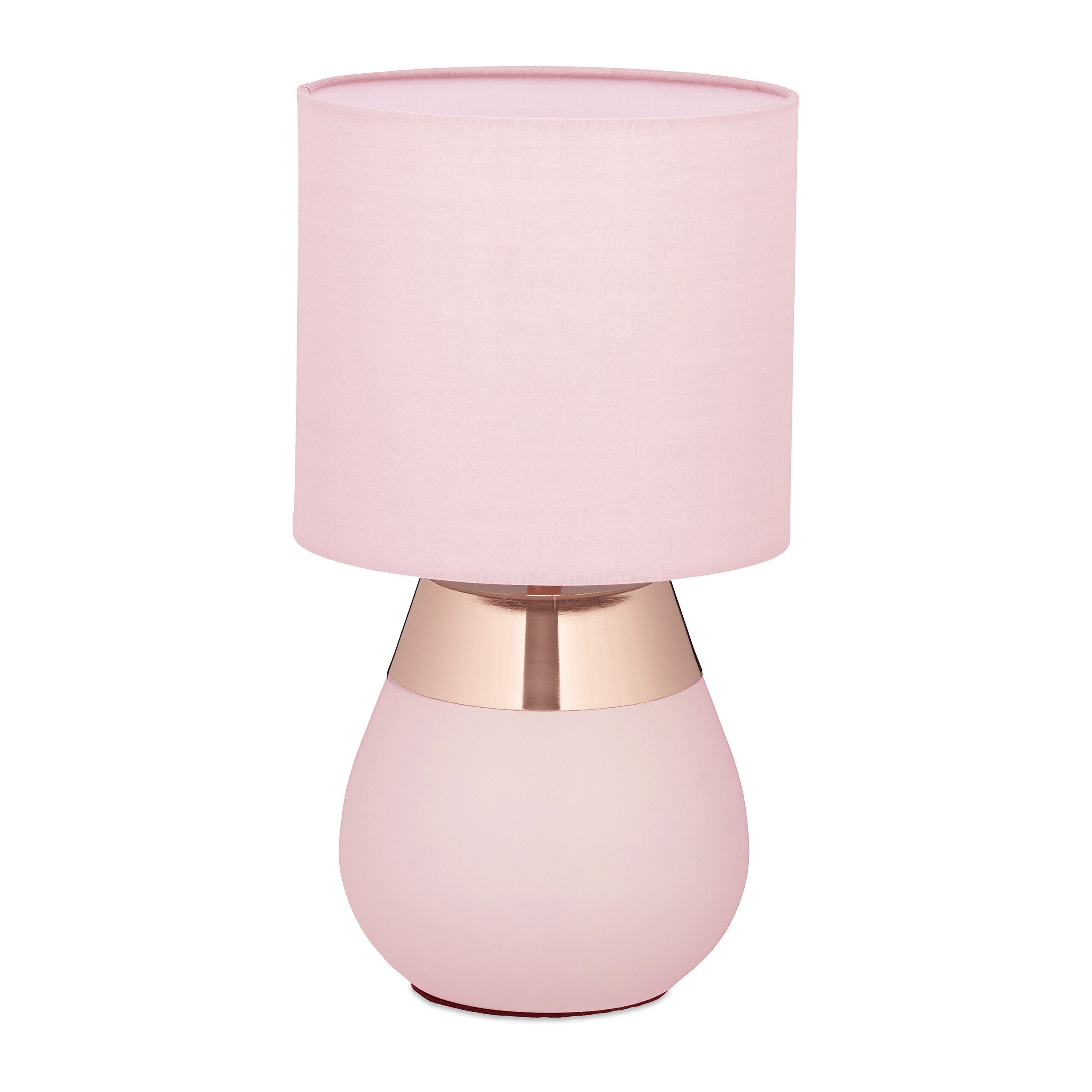 relaxdays Nachttischlampe Tischlampe mit Stoffschirm, ohne günstig online kaufen