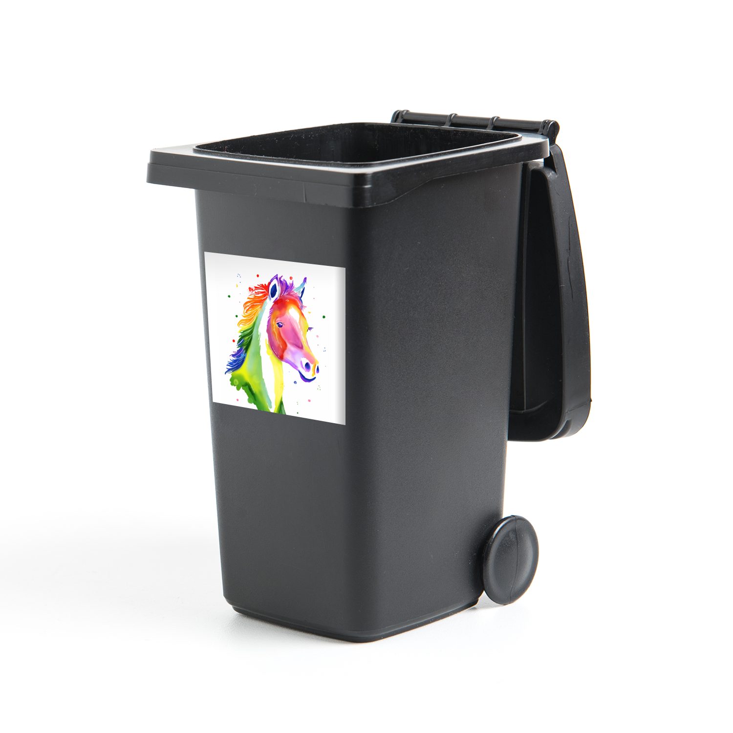 MuchoWow Wandsticker Pferd - Farben - Punkte - Mädchen - Kinder - Mädchen (1 St), Mülleimer-aufkleber, Mülltonne, Sticker, Container, Abfalbehälter