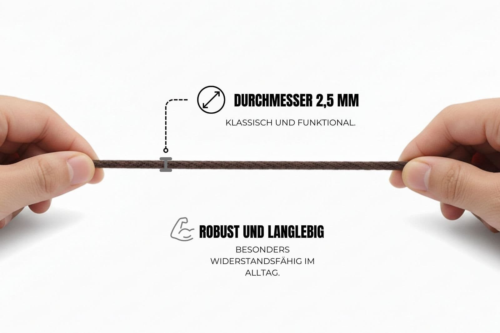 Ringelspitz Schnürsenkel Robuste und nachhaltige Kordelsenkel, ideal für Stiefel und Boots, – Rund, robust und gewachst - Ø 2,5 mm