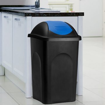 Stefanplast Mülleimer Push Can, 60 L Schwarz Blau Abfallbehälter 68x41x41cm Papierkorb Müllsystemtrennung Küche