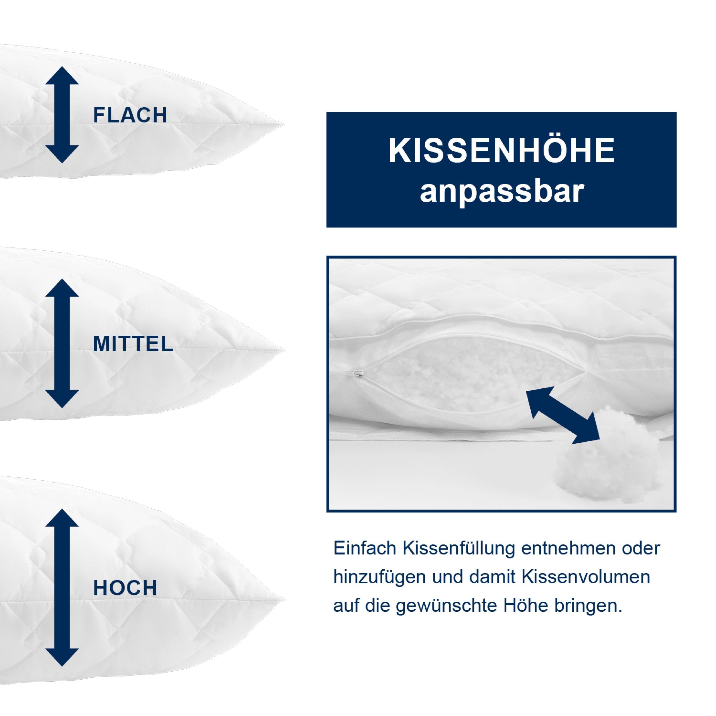 Irisette Kopfkissen Kissen Irisette Edition, Füllung: 100% Polyester - Hohlfaserkugeln, Bezug: weich und anschmiegsam, Seitenschläfer, Bauchschläfer, Rückenschl – Bild 3 von 5