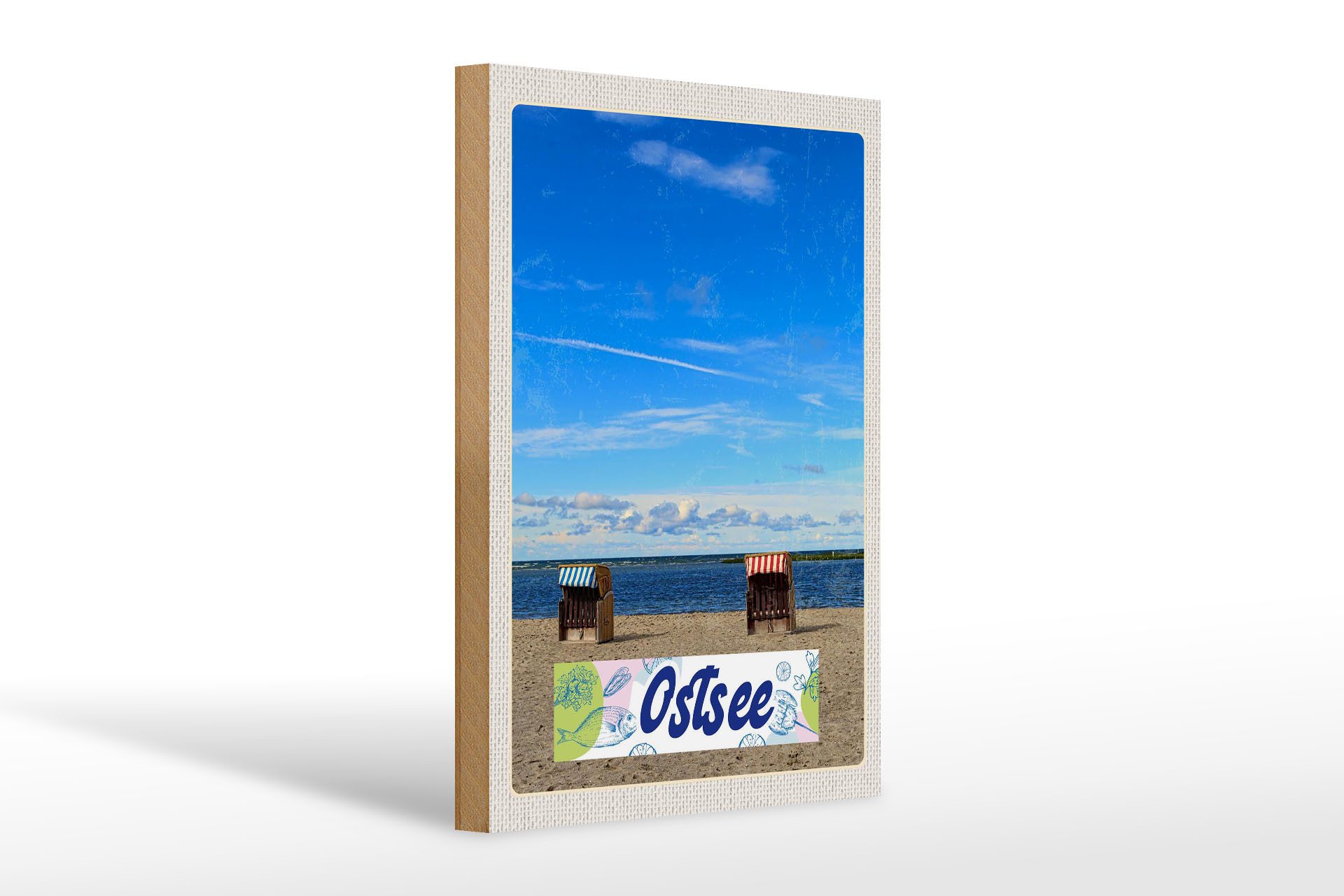 Holzbild Reise 20x30cm Ostsee Küste Strand Urlaub