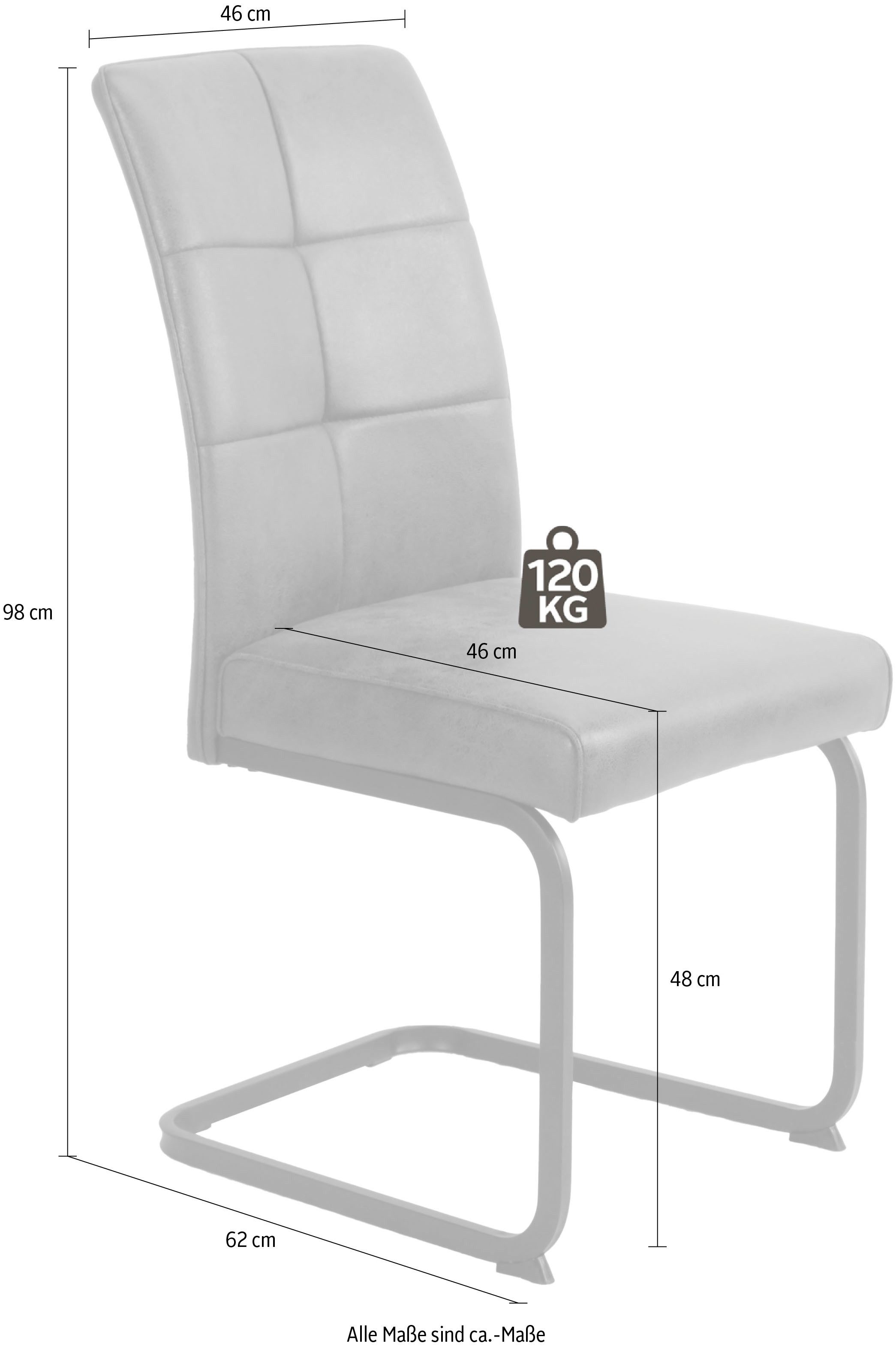 HELA Freischwinger Freischwinger TOLEDO mit Komfortsitz, gepolstert, Bezug Microfaser (Set, 2 St), Esszimmerstuhl, pflegeleicht, Vierkantrohrgestell pulverbeschichtet